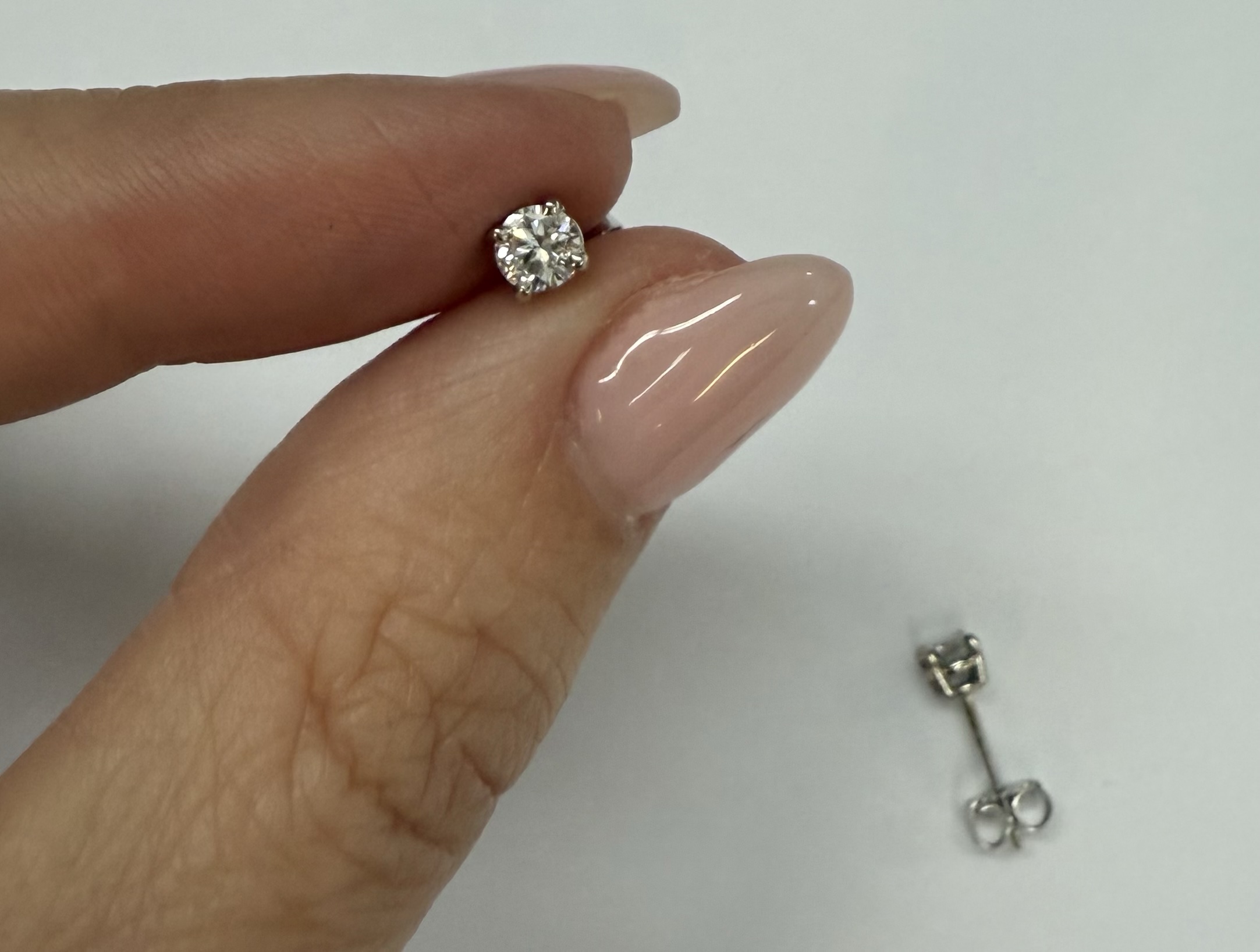 14k White Gold Genuine .47 Cttw Round Brilliant Cut Diamond Stud Earrings - Image 16