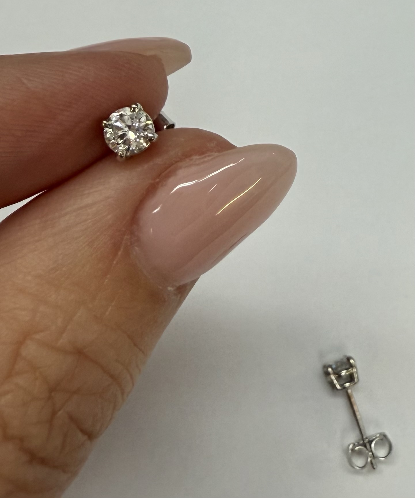 14k White Gold Genuine .47 Cttw Round Brilliant Cut Diamond Stud Earrings - Image 17