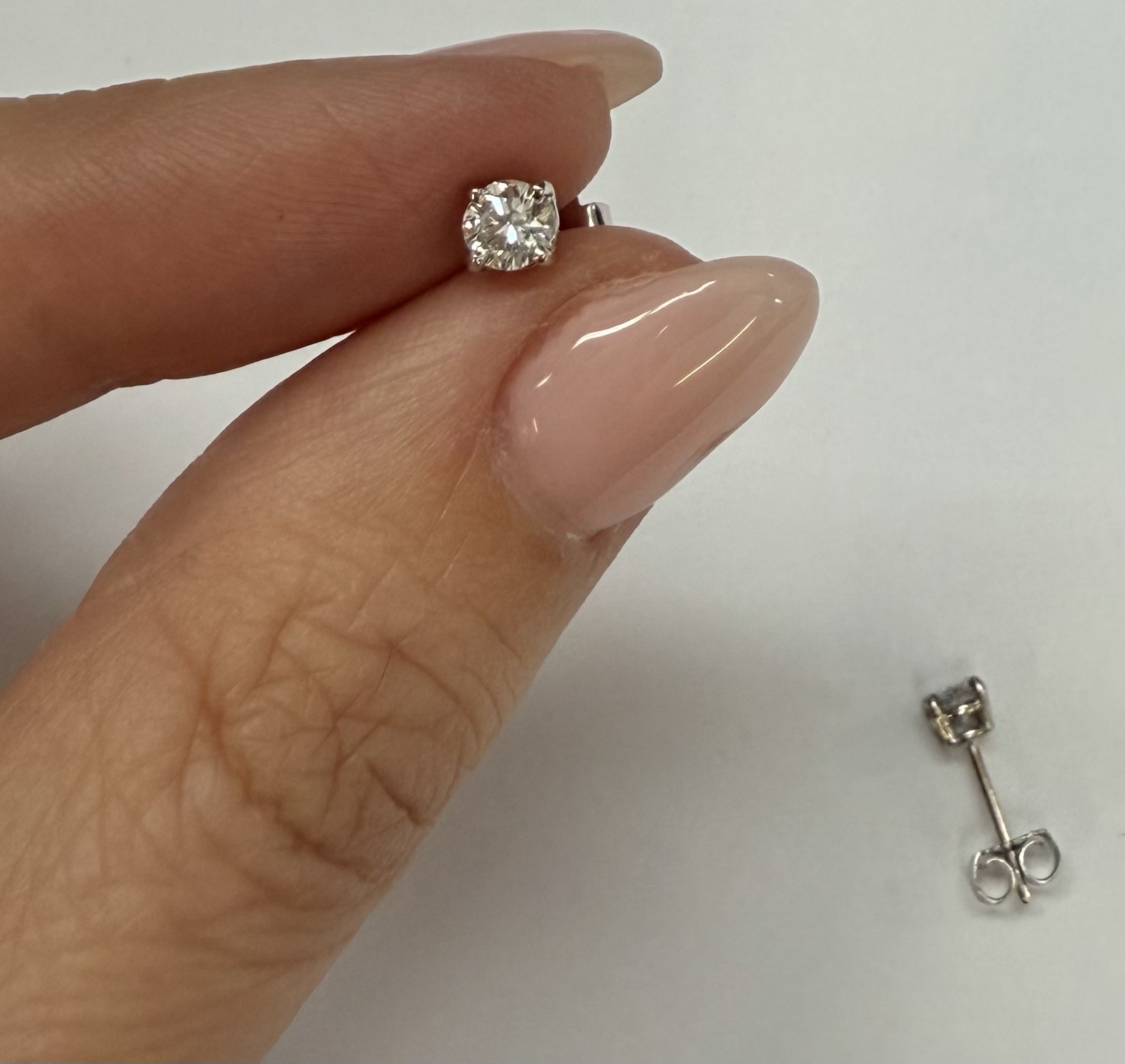 14k White Gold Genuine .47 Cttw Round Brilliant Cut Diamond Stud Earrings - Image 18