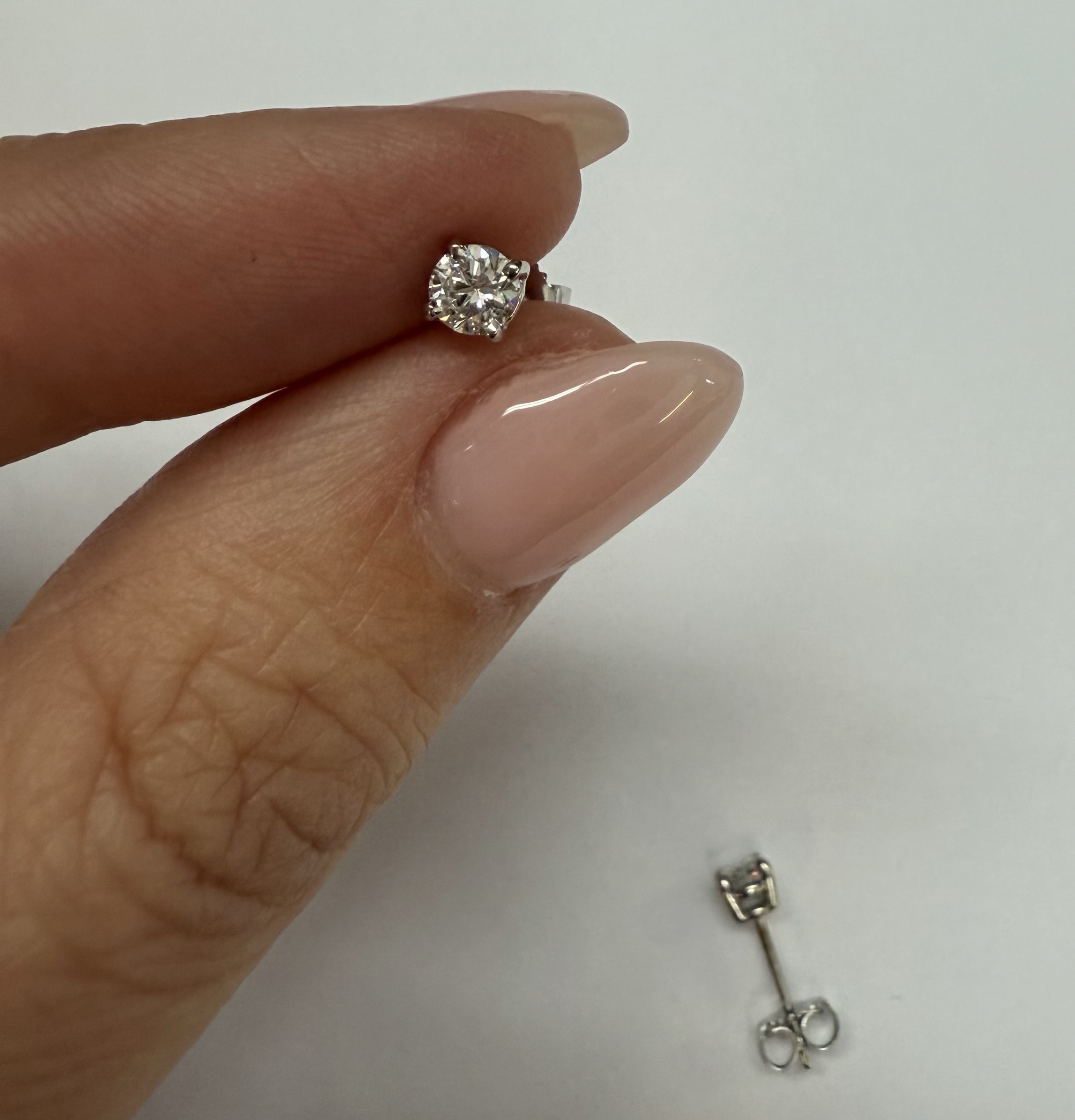 14k White Gold Genuine .47 Cttw Round Brilliant Cut Diamond Stud Earrings - Image 19