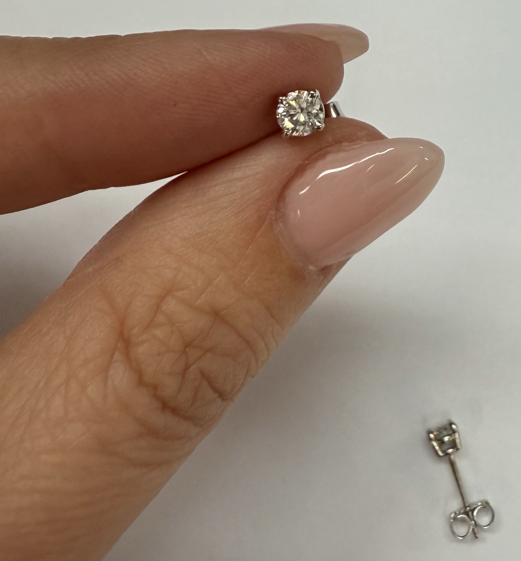 14k White Gold Genuine .47 Cttw Round Brilliant Cut Diamond Stud Earrings - Image 20