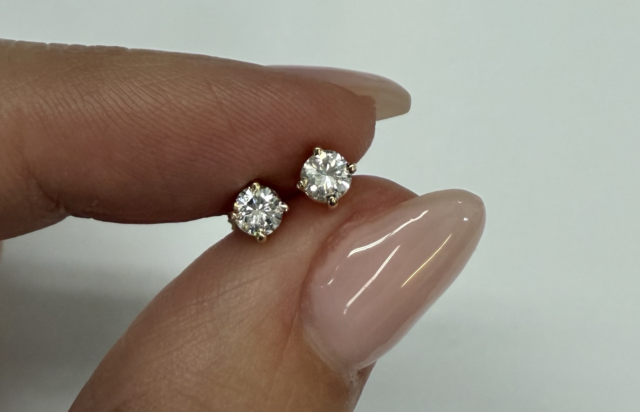 14k Yellow Gold Genuine .33 Cttw Round Brilliant Cut Diamond 4 Prong Stud Earrings
