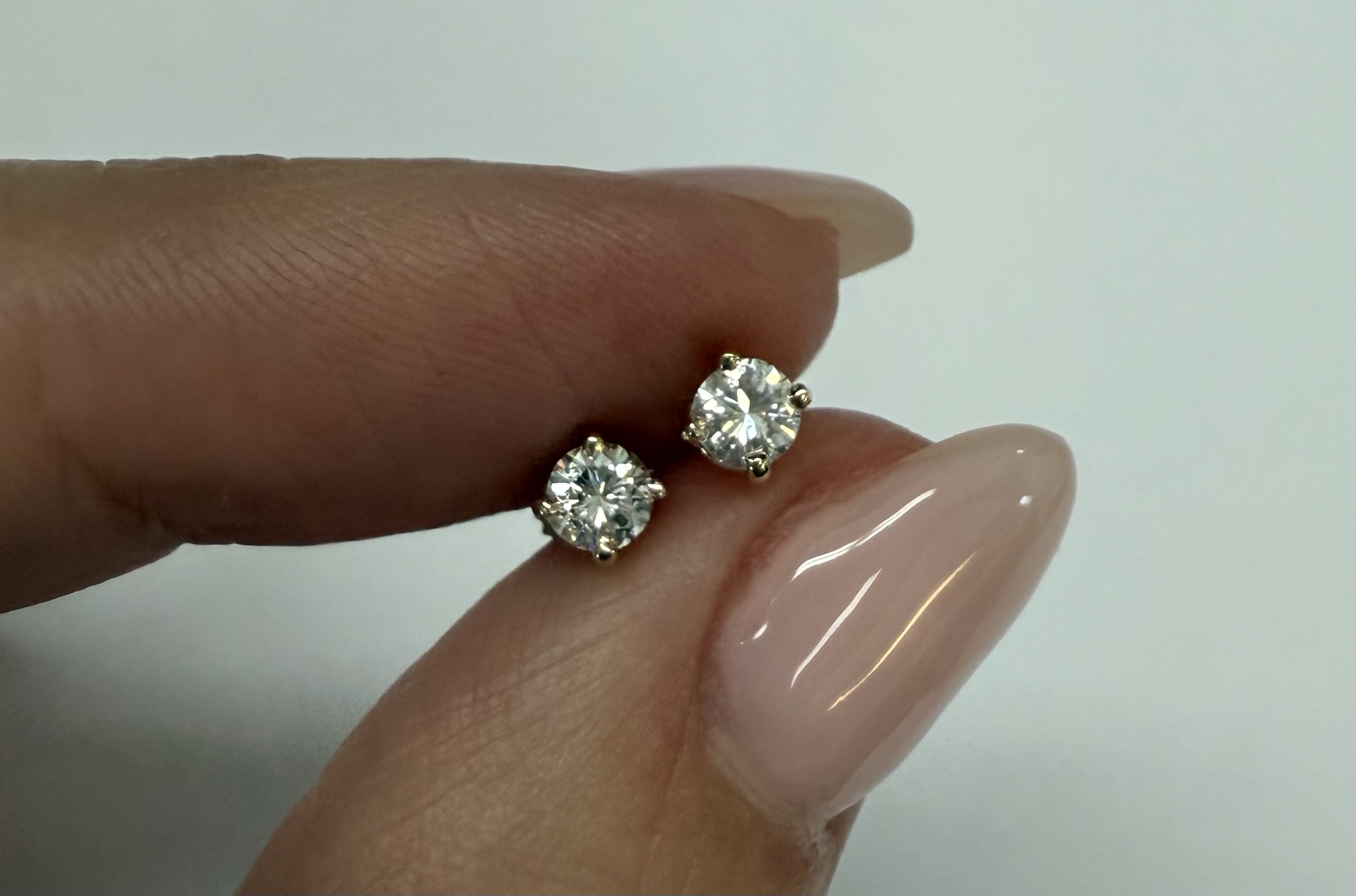 14k Yellow Gold Genuine .33 Cttw Round Brilliant Cut Diamond 4 Prong Stud Earrings - Image 2