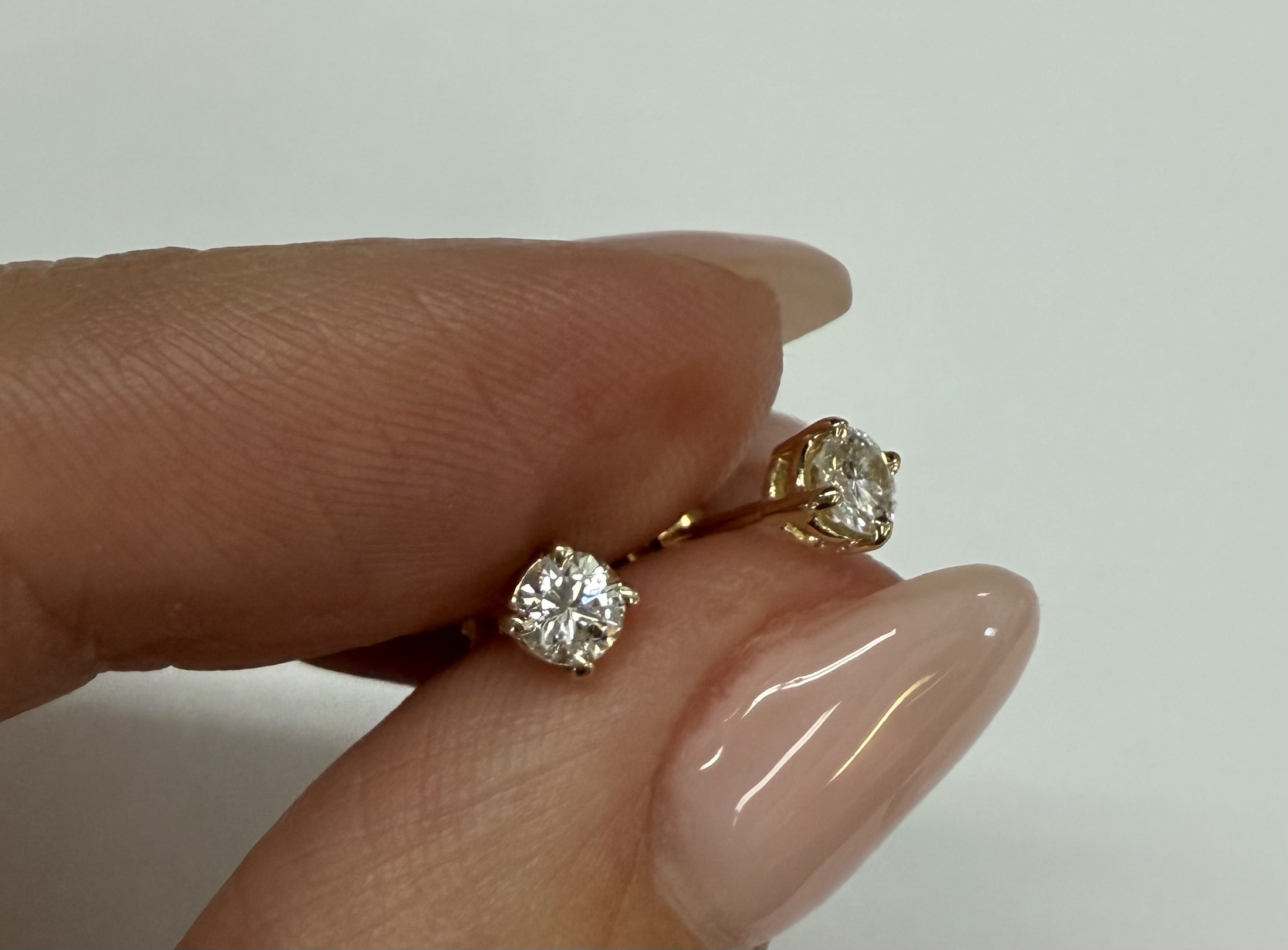14k Yellow Gold Genuine .33 Cttw Round Brilliant Cut Diamond 4 Prong Stud Earrings - Image 3