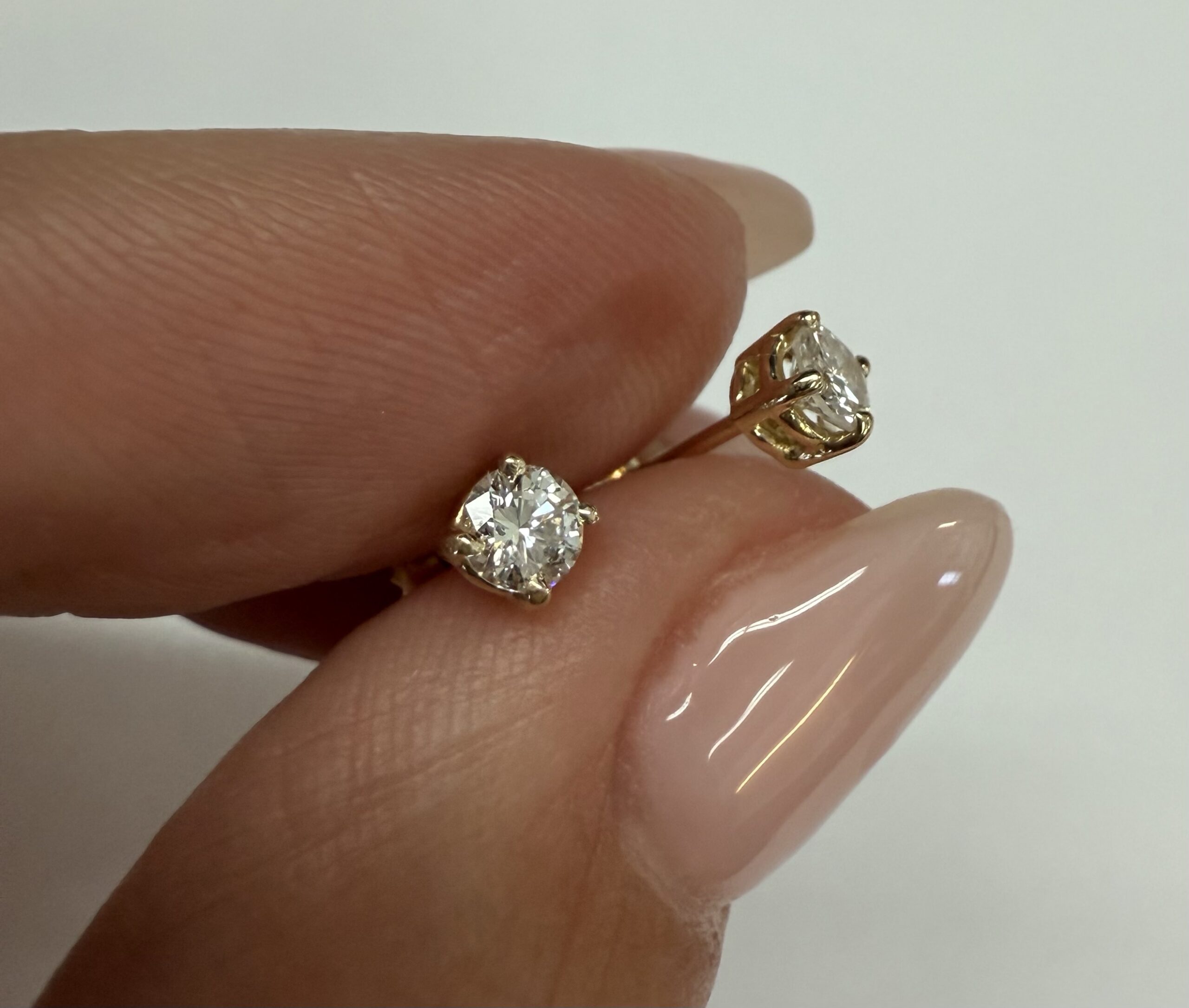 14k Yellow Gold Genuine .33 Cttw Round Brilliant Cut Diamond 4 Prong Stud Earrings - Image 4