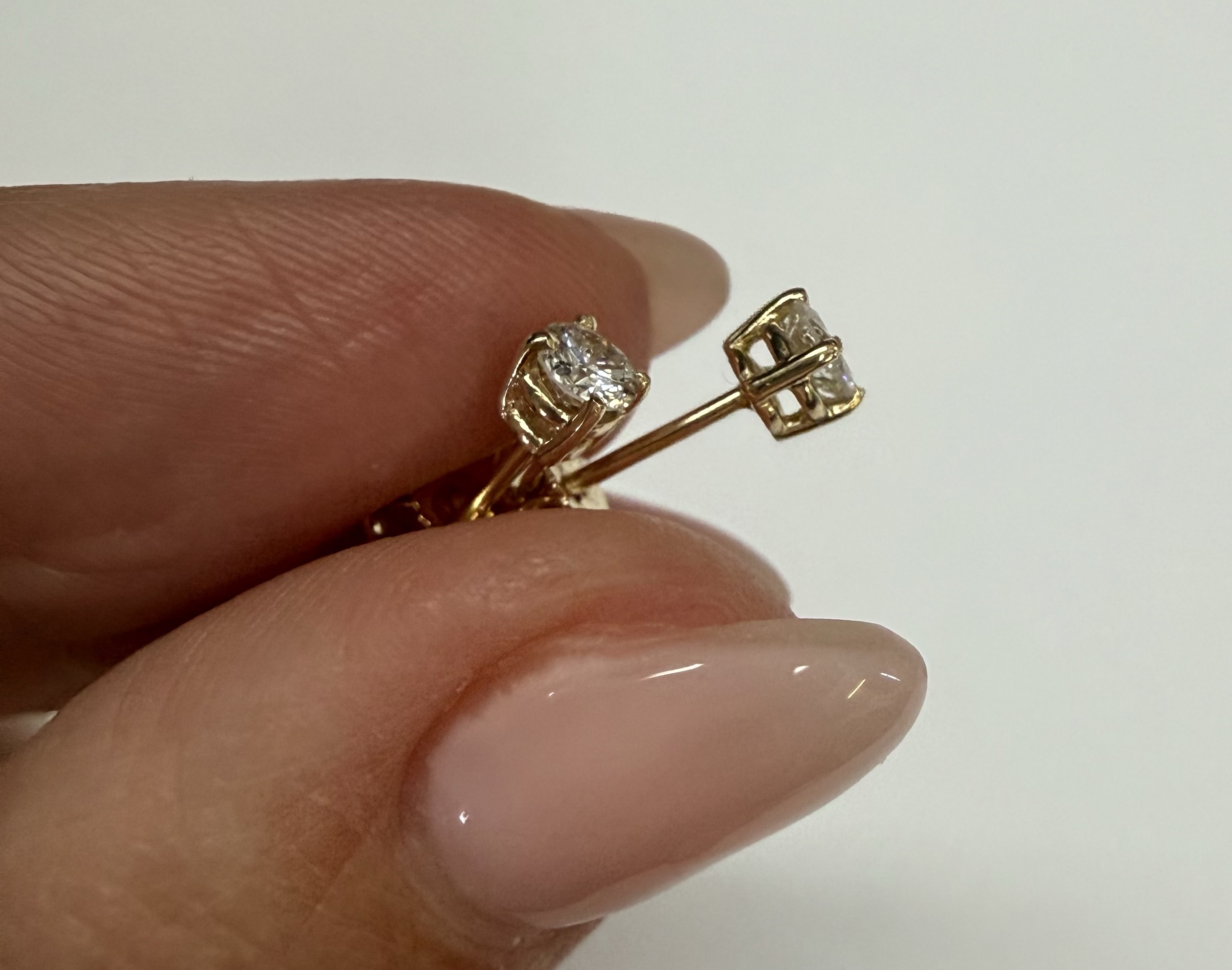14k Yellow Gold Genuine .33 Cttw Round Brilliant Cut Diamond 4 Prong Stud Earrings - Image 6
