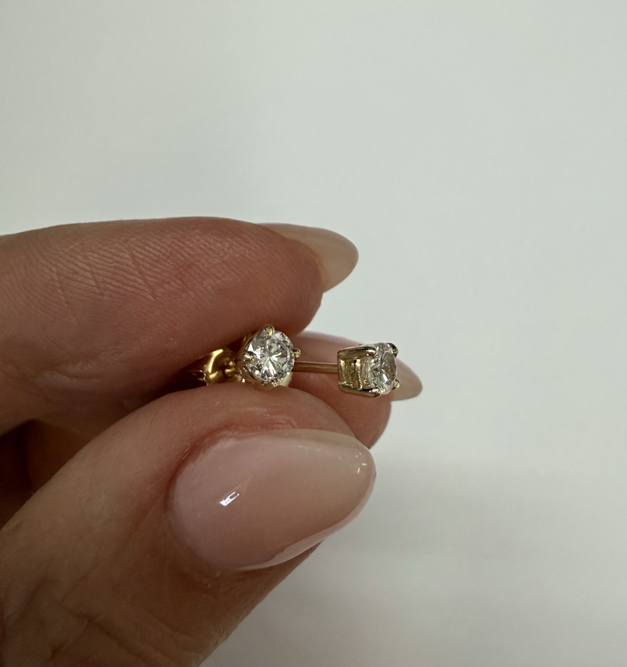 14k Yellow Gold Genuine .33 Cttw Round Brilliant Cut Diamond 4 Prong Stud Earrings - Image 7