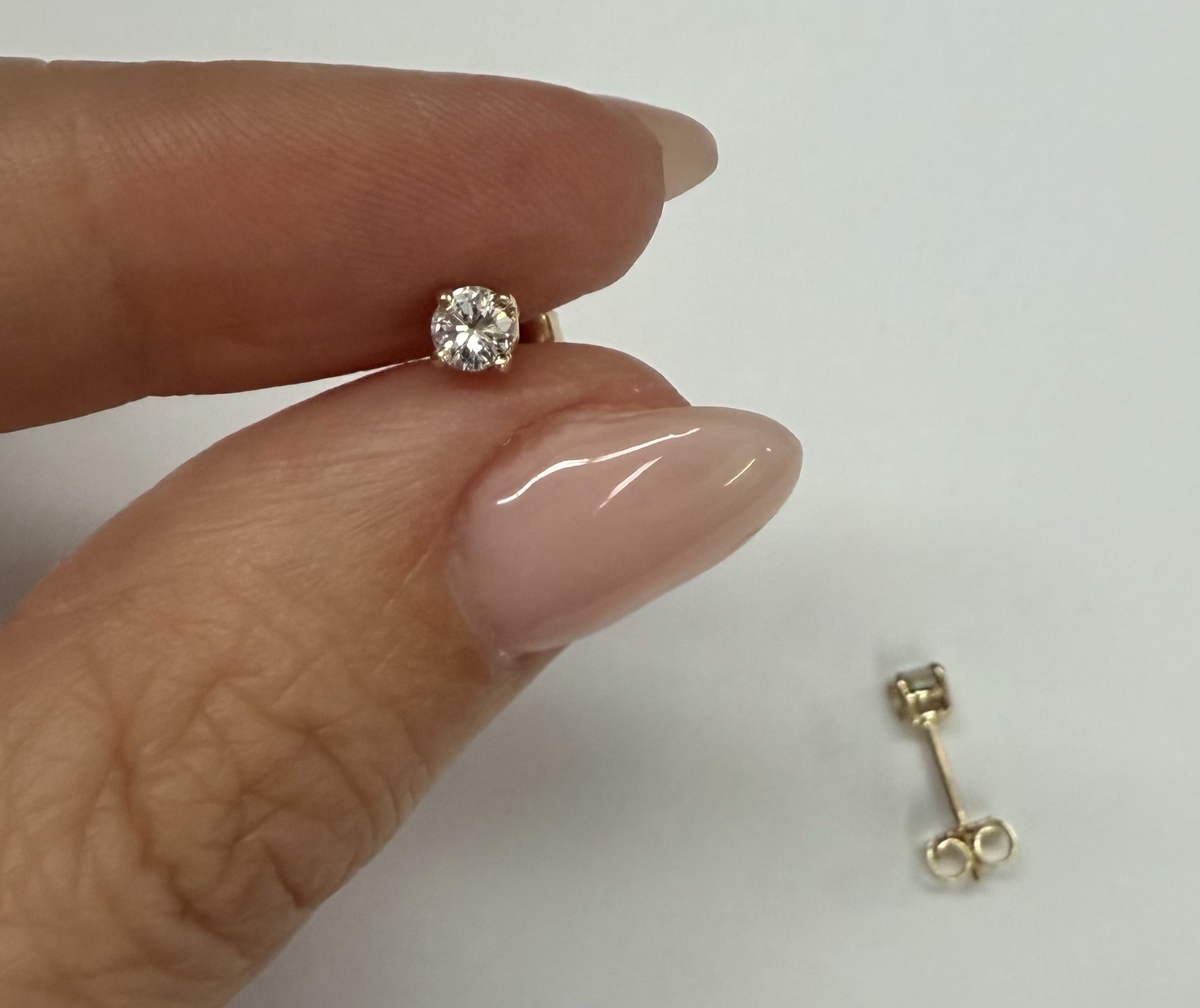 14k Yellow Gold Genuine .33 Cttw Round Brilliant Cut Diamond 4 Prong Stud Earrings - Image 8