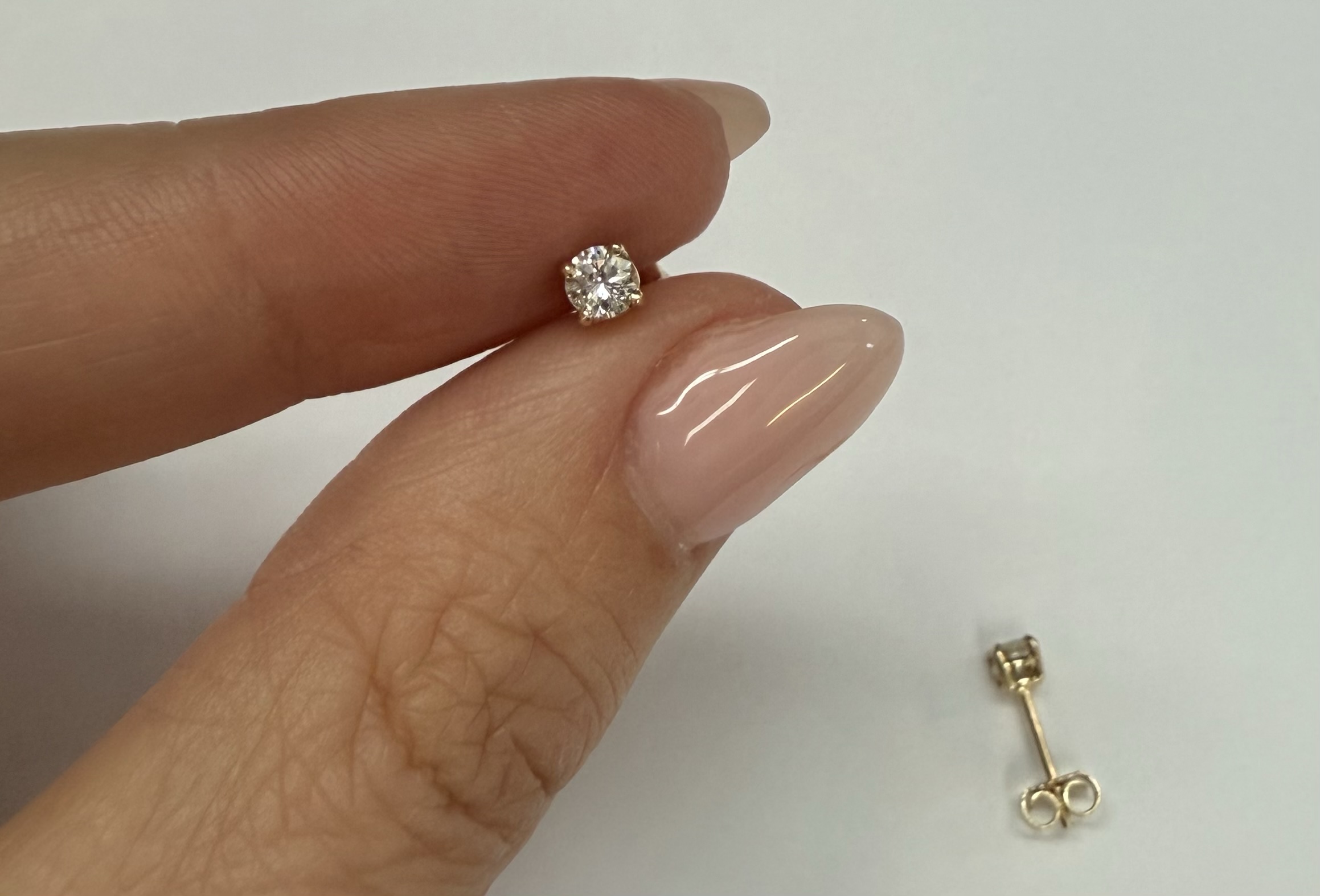 14k Yellow Gold Genuine .33 Cttw Round Brilliant Cut Diamond 4 Prong Stud Earrings - Image 9