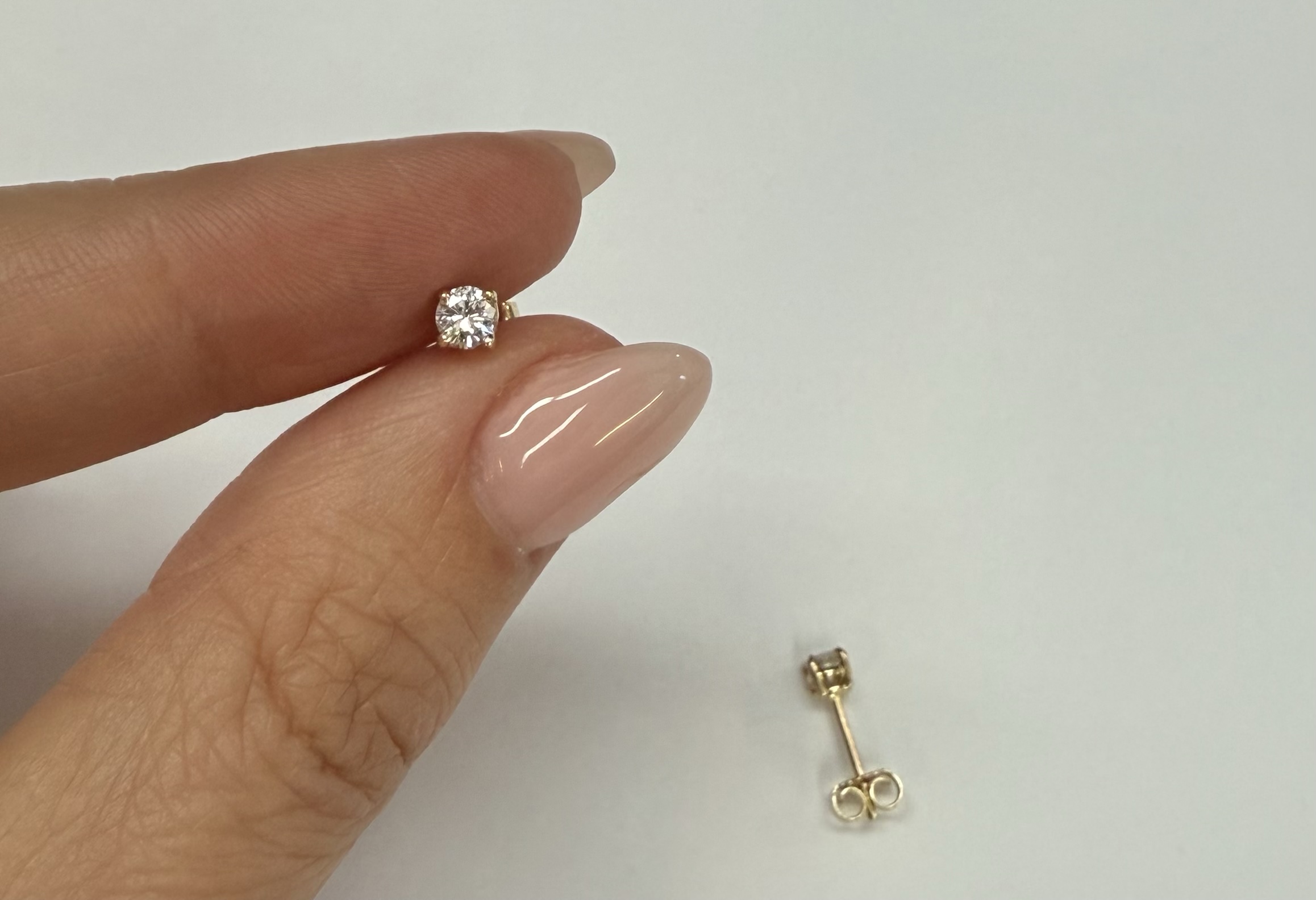 14k Yellow Gold Genuine .33 Cttw Round Brilliant Cut Diamond 4 Prong Stud Earrings - Image 10