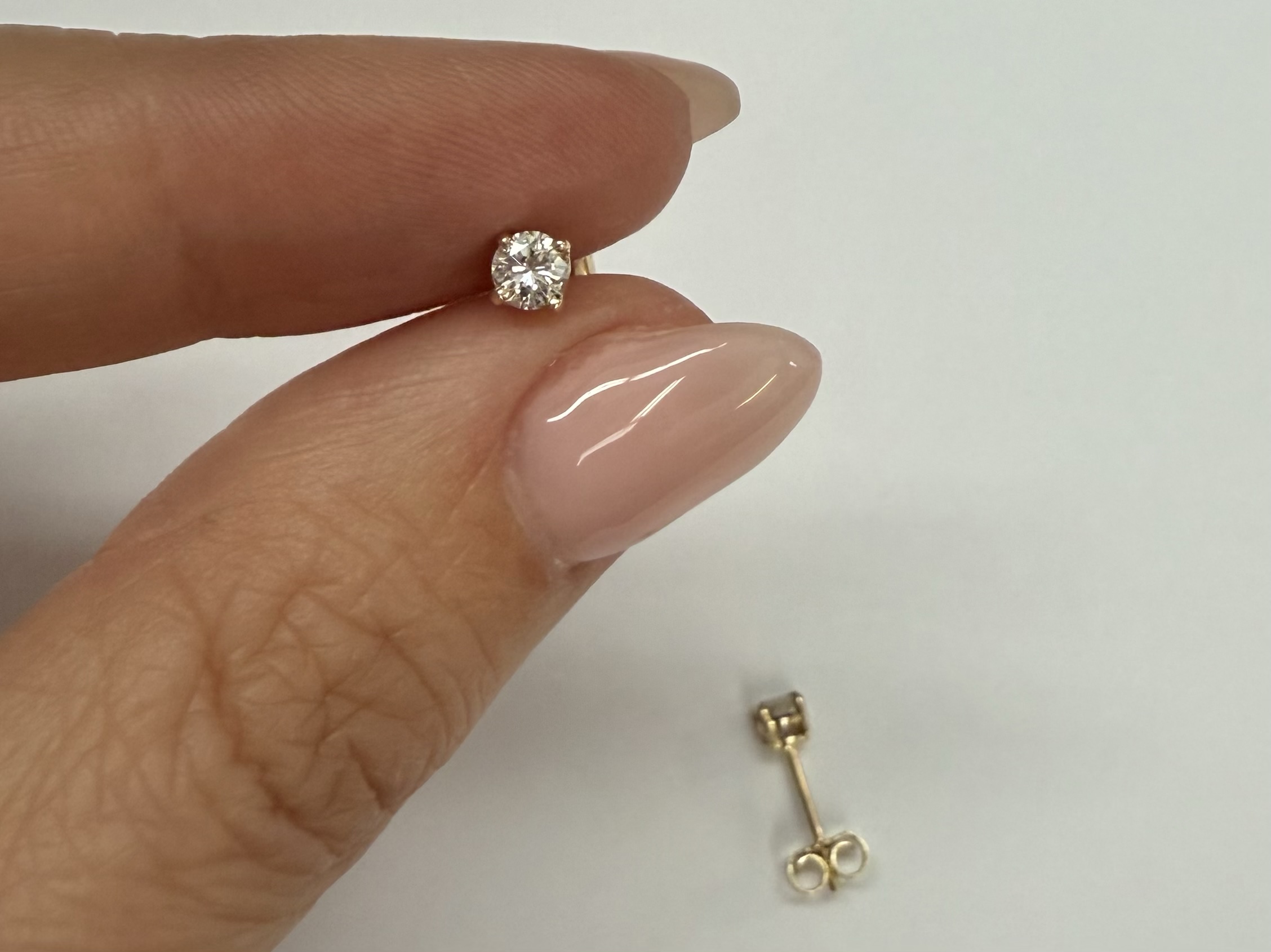14k Yellow Gold Genuine .33 Cttw Round Brilliant Cut Diamond 4 Prong Stud Earrings - Image 13