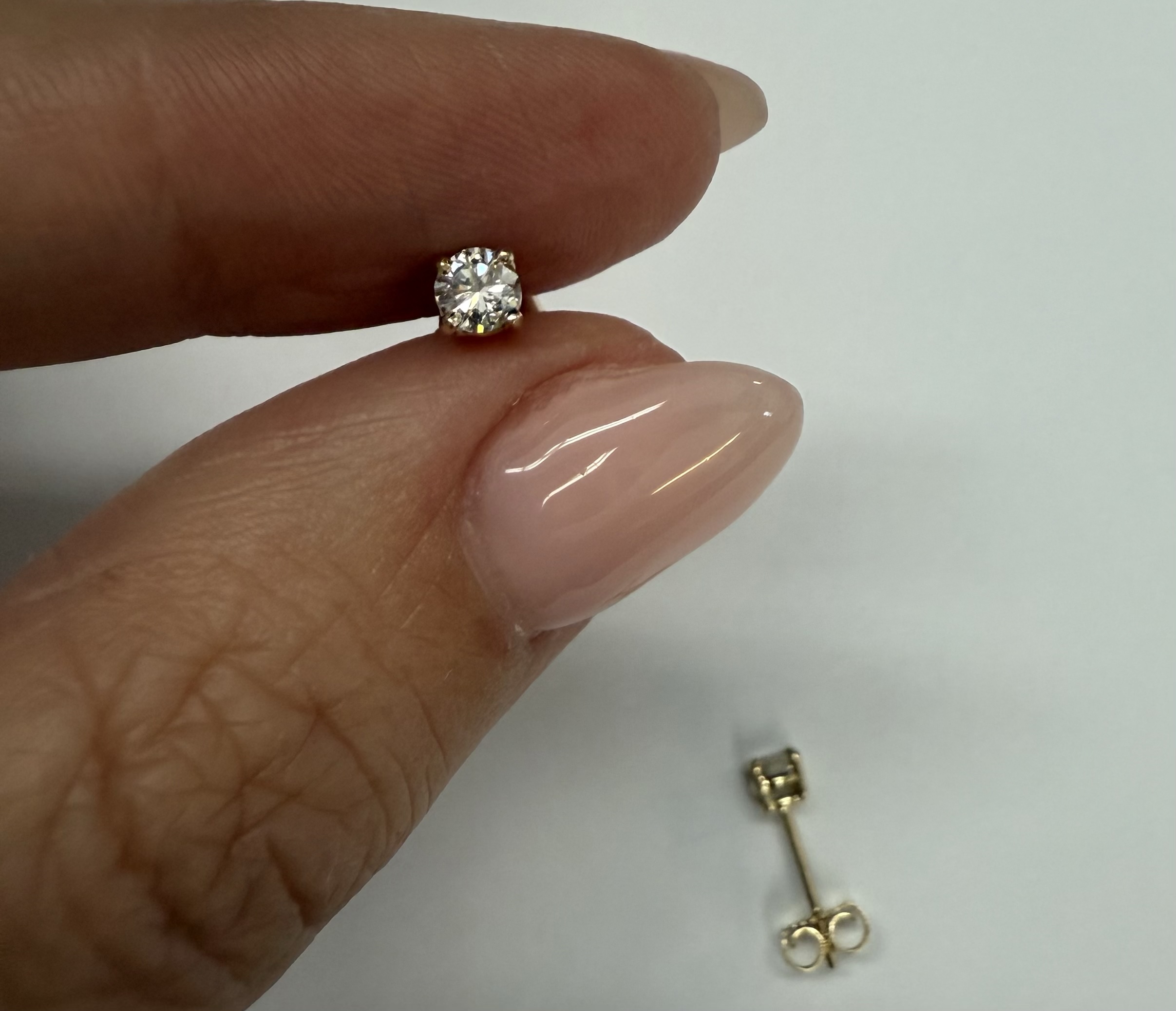 14k Yellow Gold Genuine .33 Cttw Round Brilliant Cut Diamond 4 Prong Stud Earrings - Image 16
