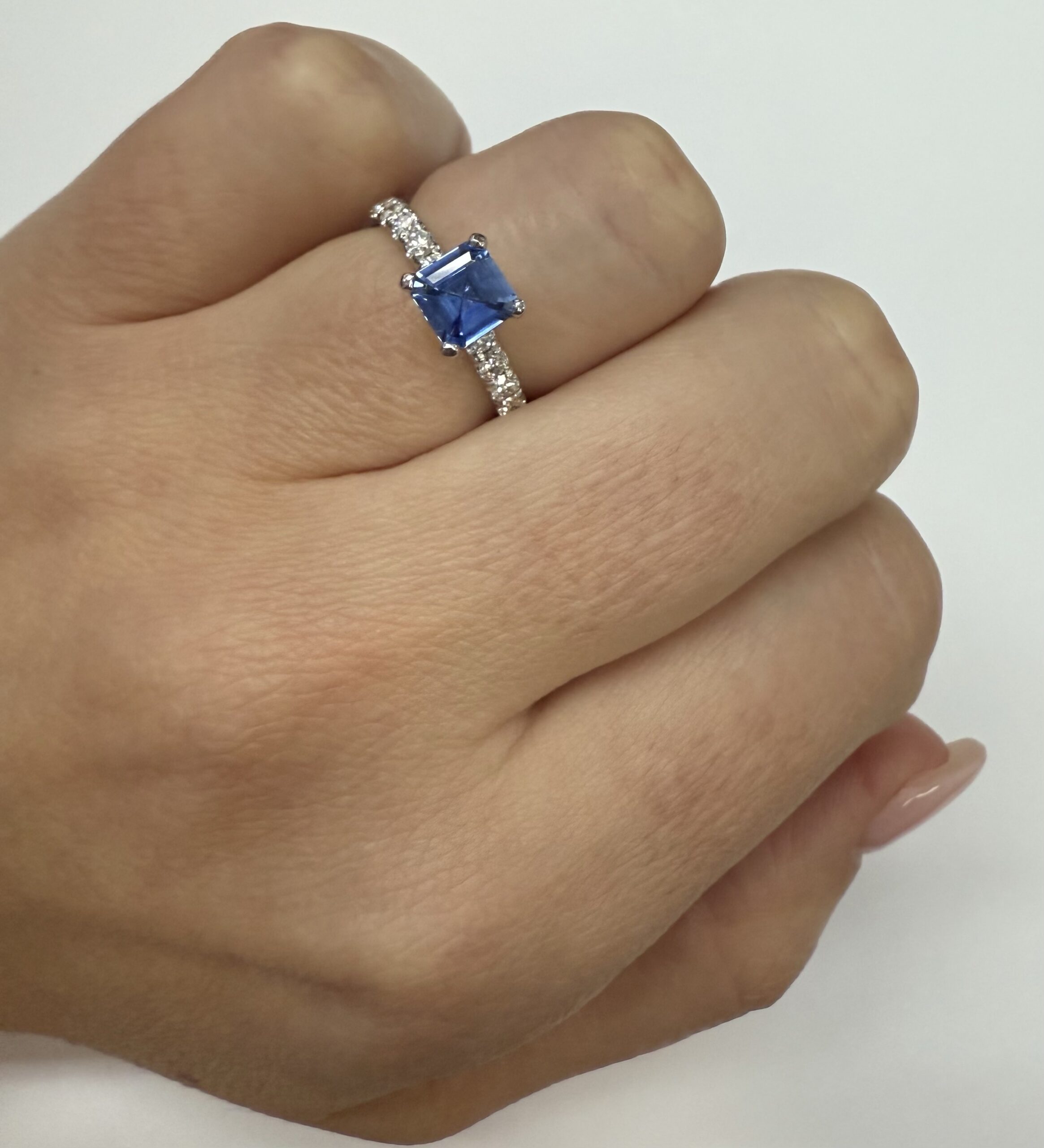 14k White Gold Genuine .83 Cttw Ceylon Sapphire & Diamond Ring - Image 15