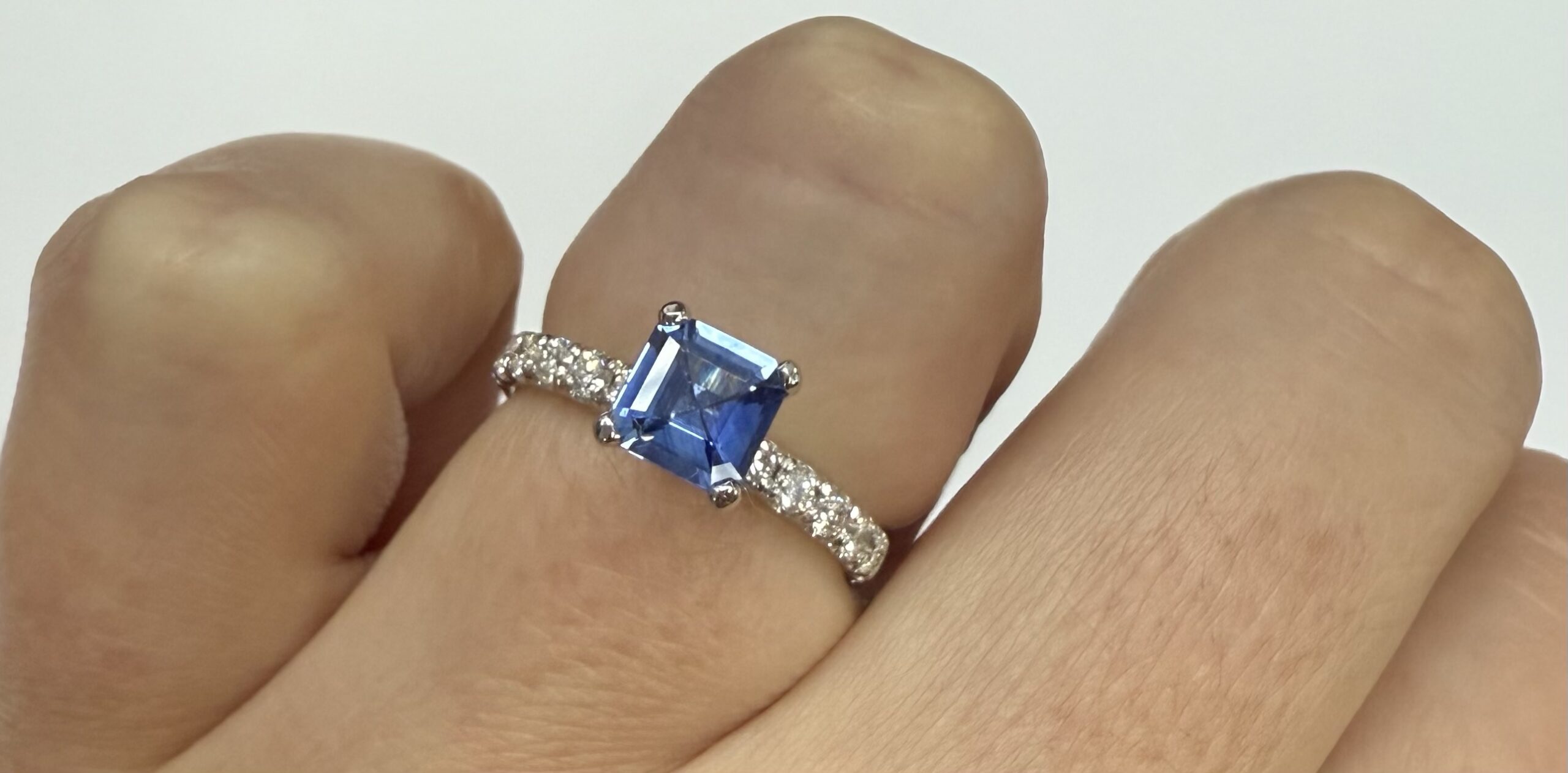 14k White Gold Genuine .83 Cttw Ceylon Sapphire & Diamond Ring - Image 18