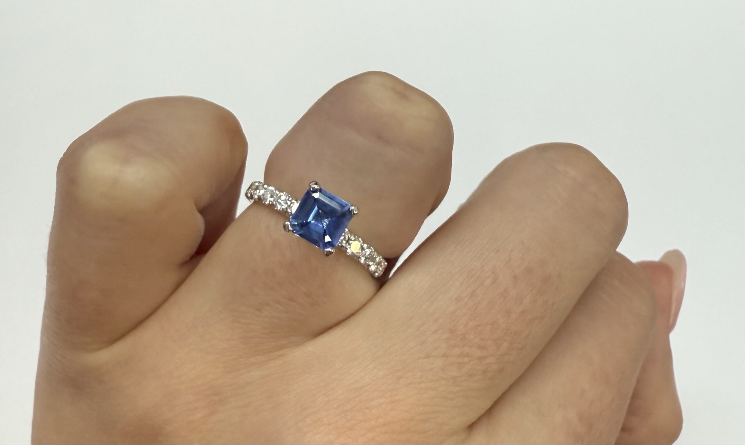 14k White Gold Genuine .83 Cttw Ceylon Sapphire & Diamond Ring - Image 19