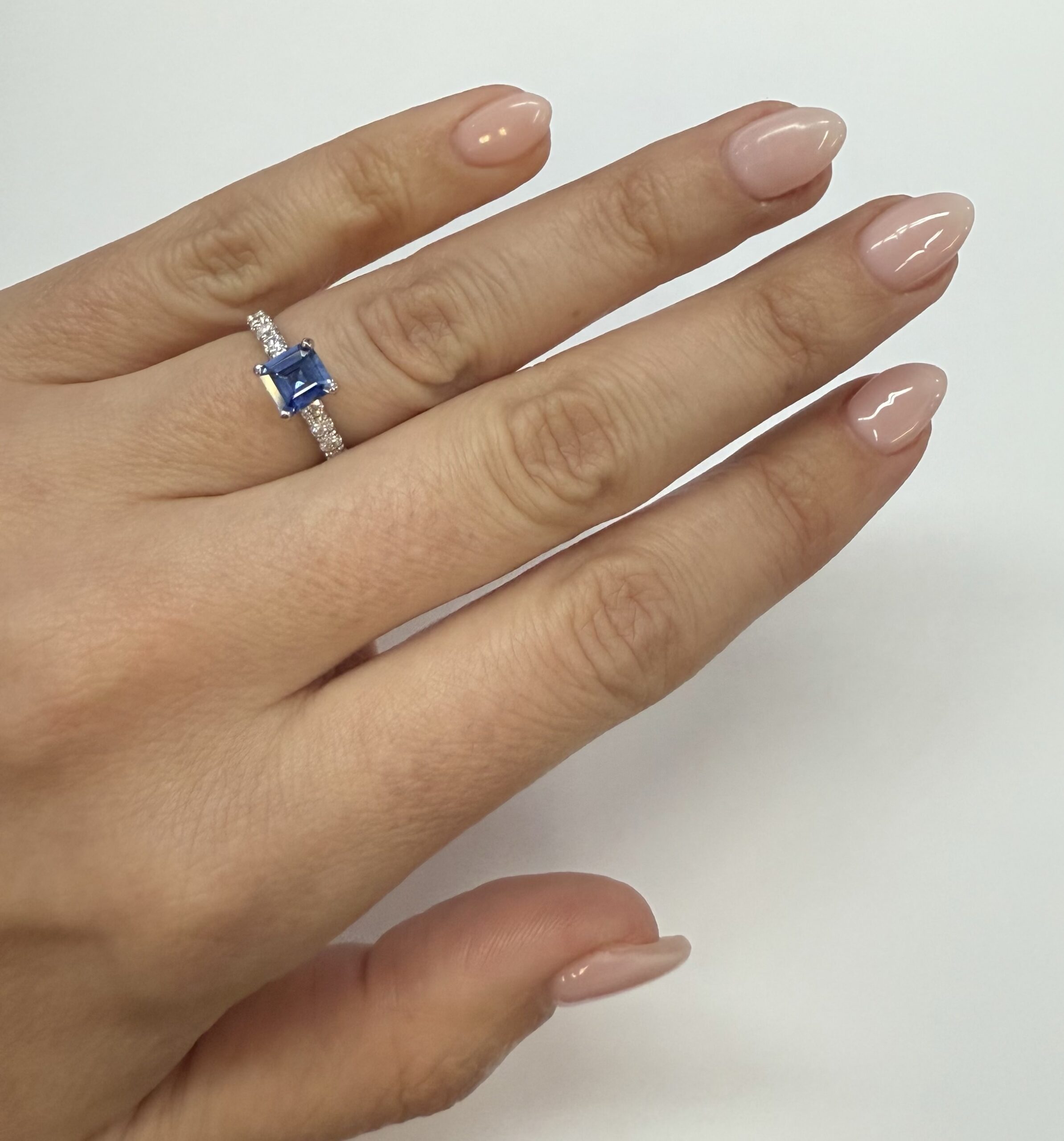 14k White Gold Genuine .83 Cttw Ceylon Sapphire & Diamond Ring - Image 21