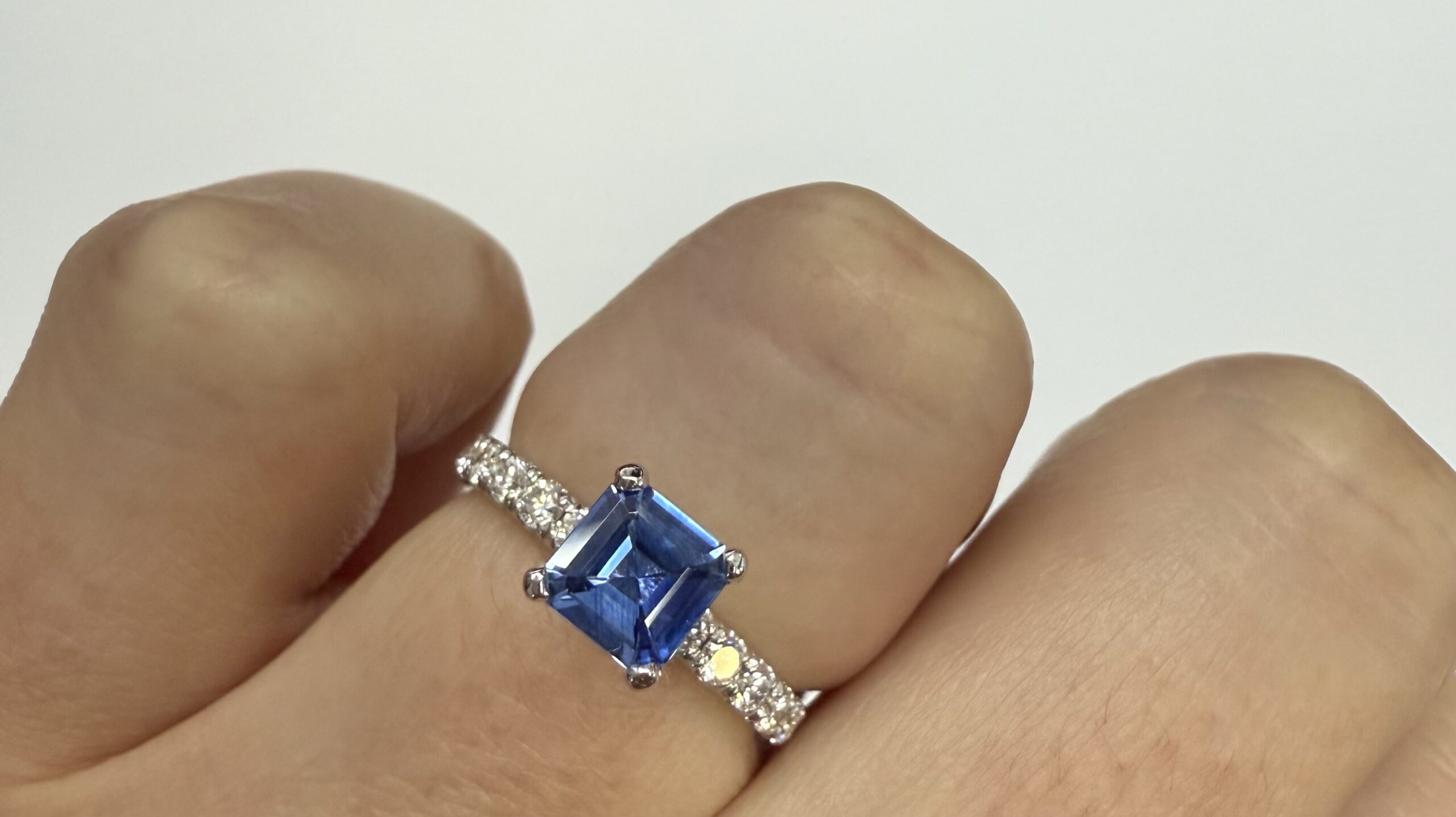 14k White Gold Genuine .83 Cttw Ceylon Sapphire & Diamond Ring - Image 23