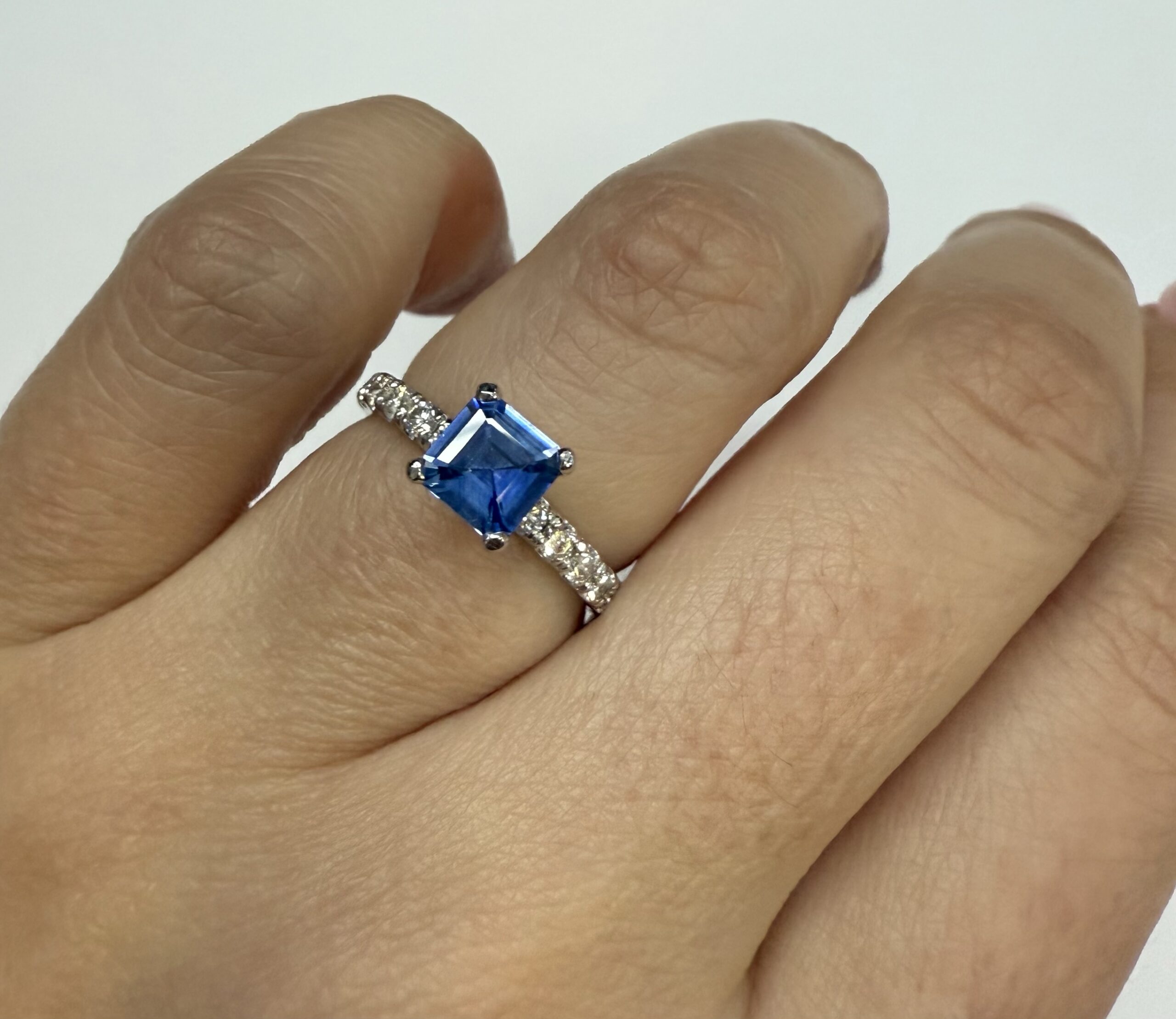 14k White Gold Genuine .83 Cttw Ceylon Sapphire & Diamond Ring - Image 26