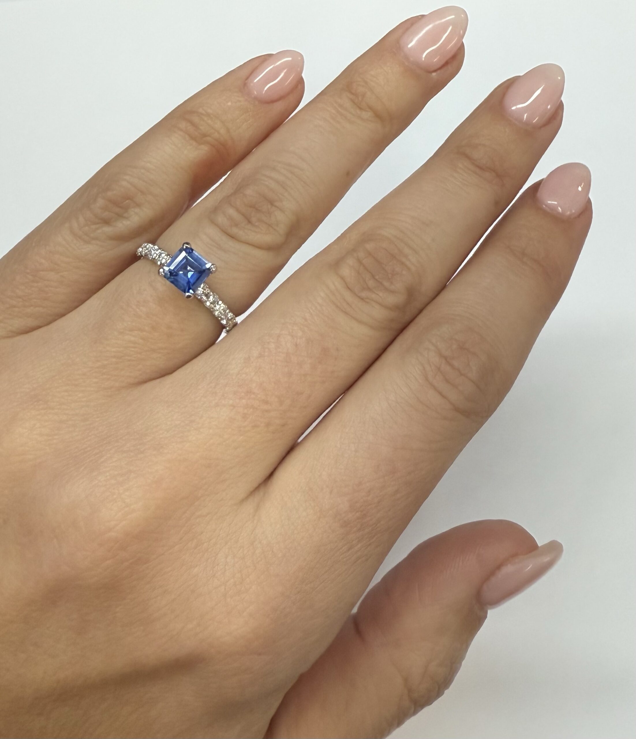 14k White Gold Genuine .83 Cttw Ceylon Sapphire & Diamond Ring - Image 30