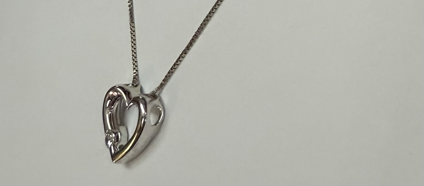 14k White Gold Genuine .09 Cttw Round Brilliant Cut Diamond Open Heart Pendant - Image 11