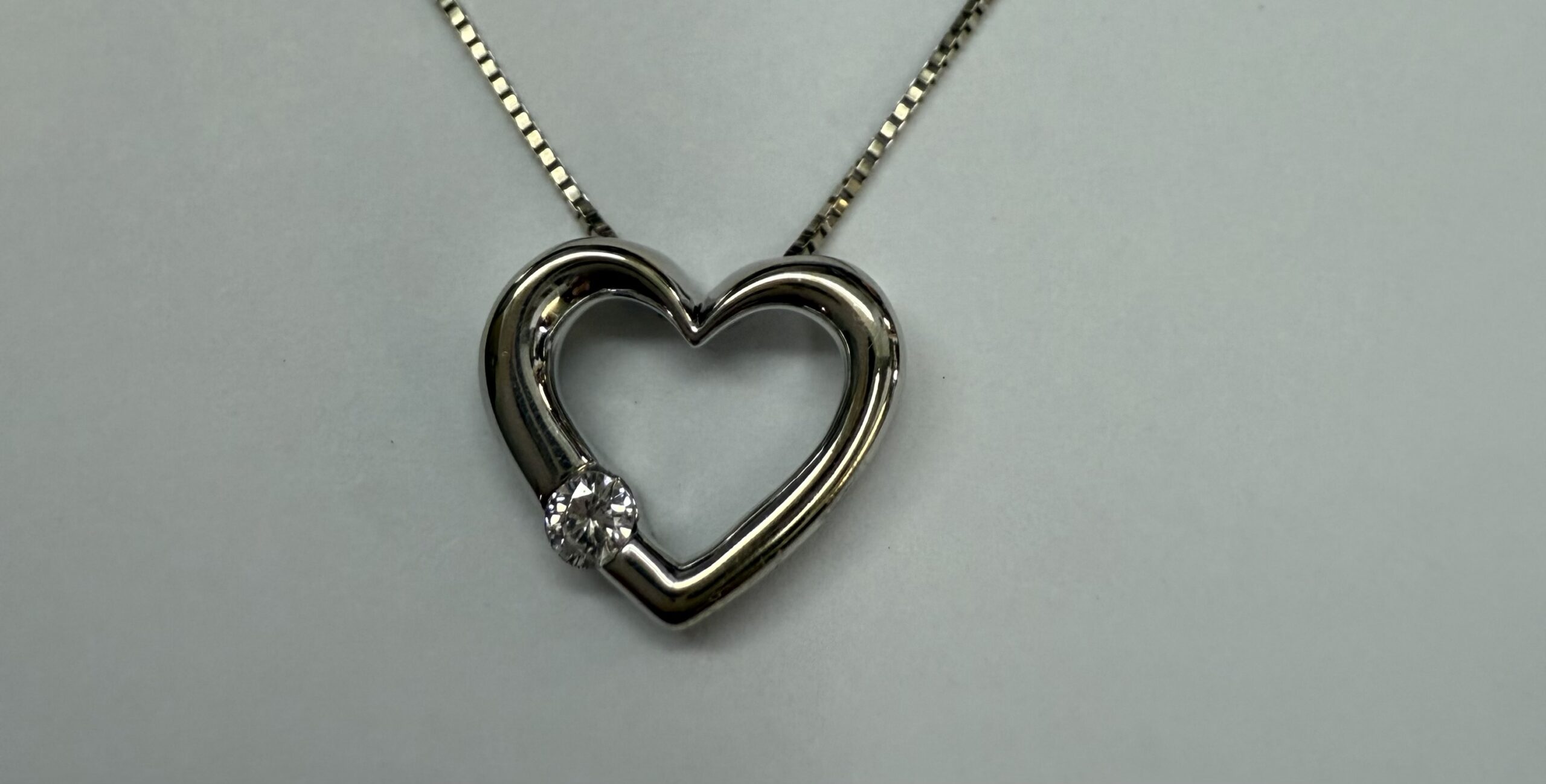 14k White Gold Genuine .09 Cttw Round Brilliant Cut Diamond Open Heart Pendant - Image 12