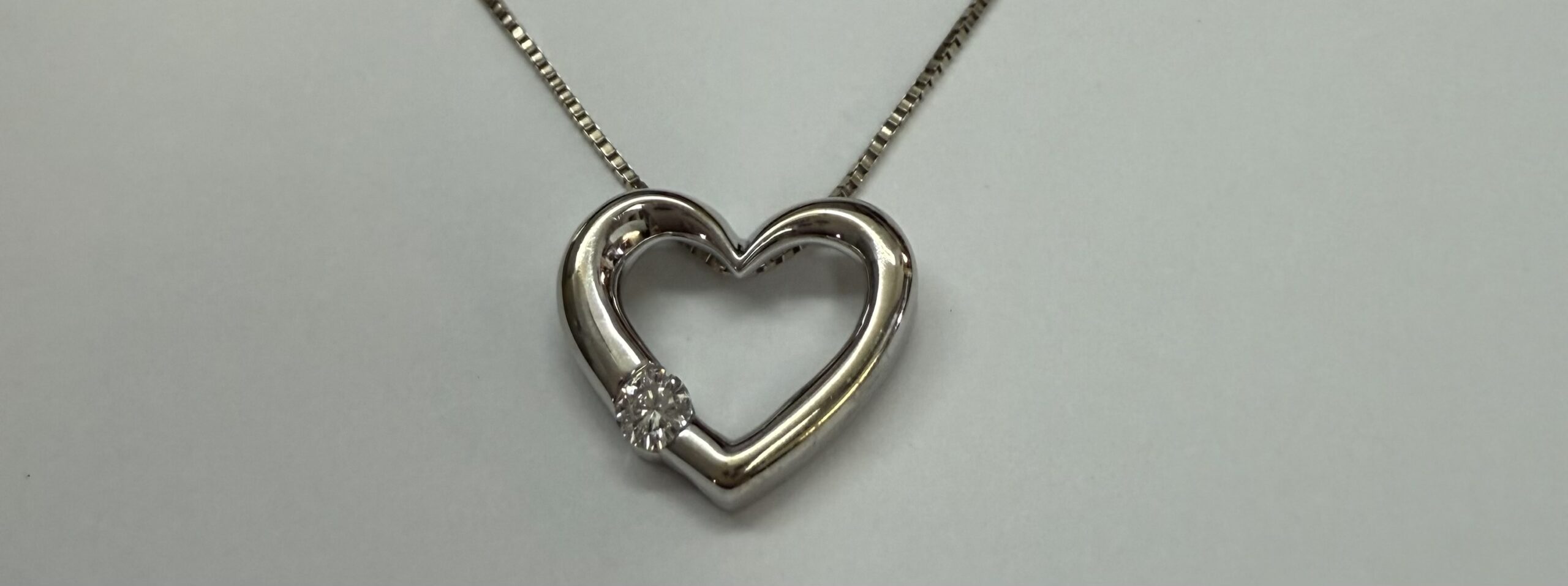14k White Gold Genuine .09 Cttw Round Brilliant Cut Diamond Open Heart Pendant - Image 13