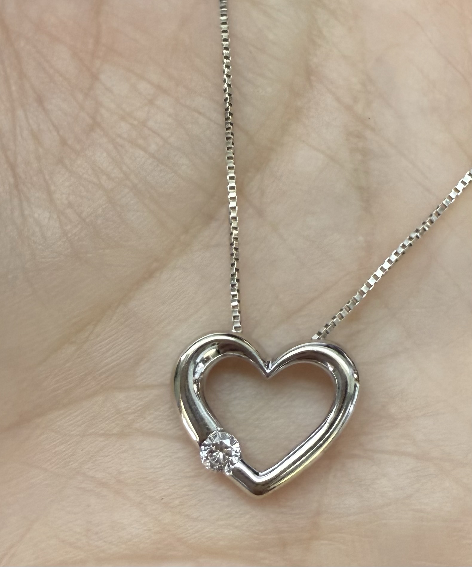 14k White Gold Genuine .09 Cttw Round Brilliant Cut Diamond Open Heart Pendant - Image 21