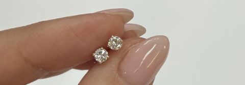 14k Yellow Gold 4 Prong Genuine .28 Cttw Round Brilliant Cut Diamond Stud Earrings
