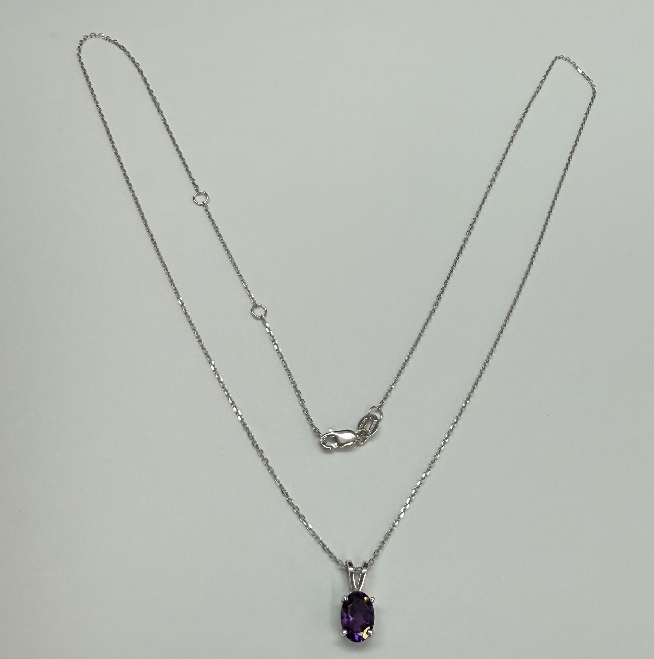 14k White Gold Genuine .74 Cttw Amethyst Pendant - Image 6