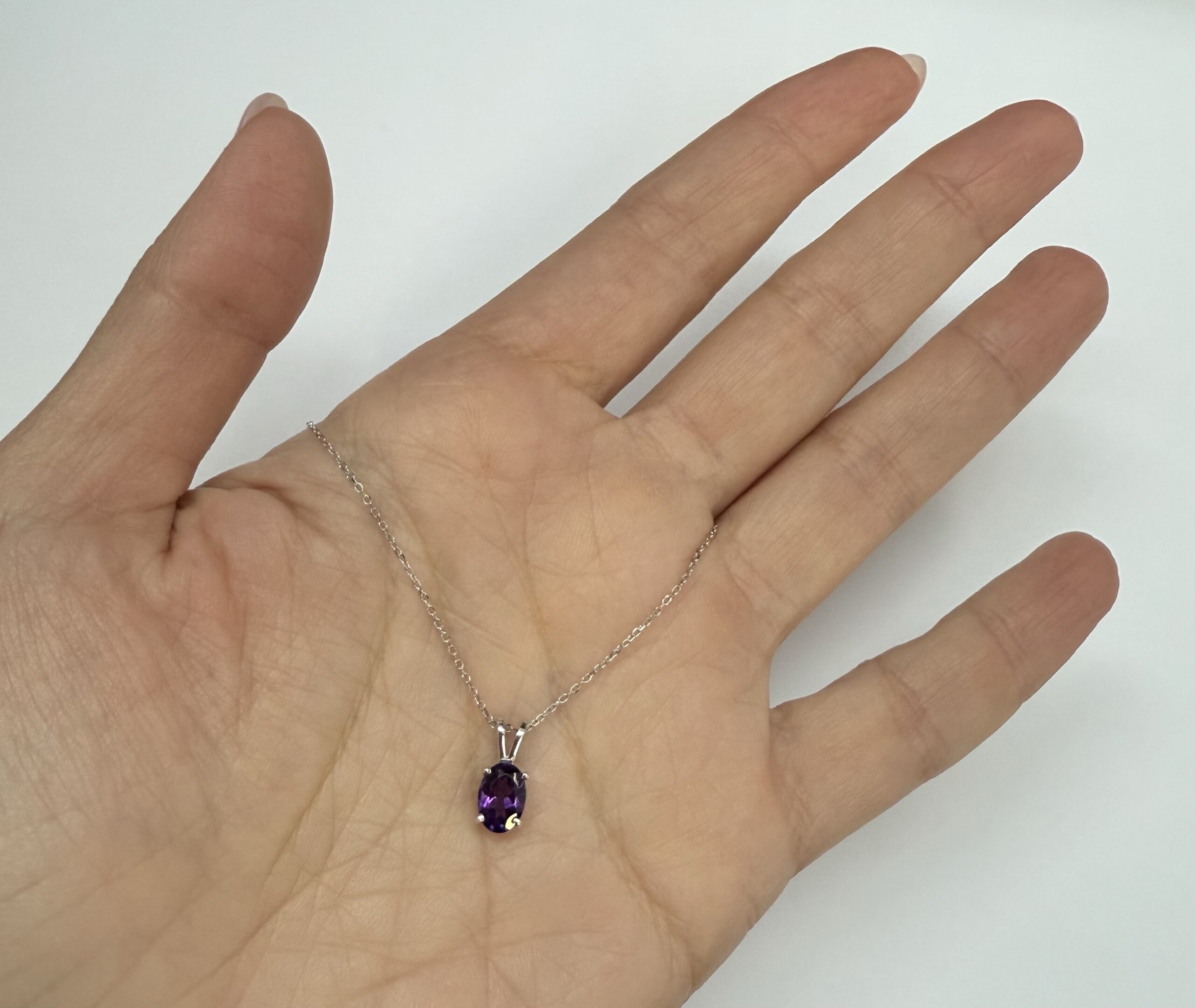 14k White Gold Genuine .74 Cttw Amethyst Pendant - Image 11