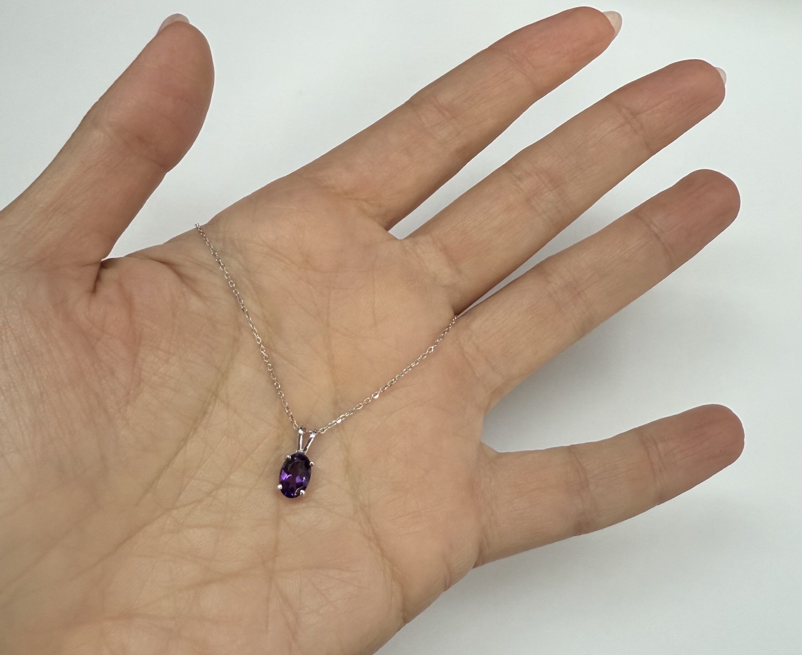 14k White Gold Genuine .74 Cttw Amethyst Pendant - Image 12