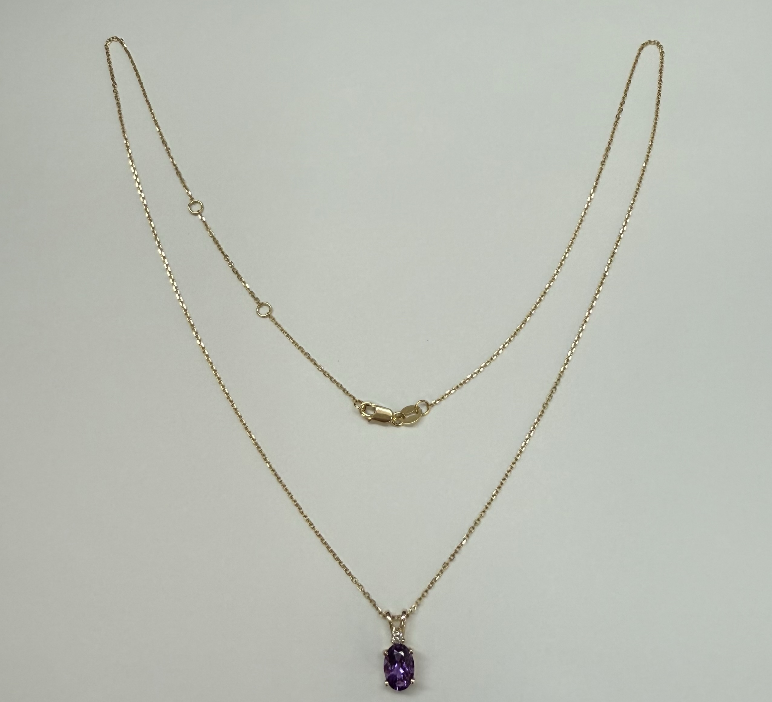 14k Yellow Gold Genuine .71 Cttw Amethyst & Diamond Basket Set Pendant