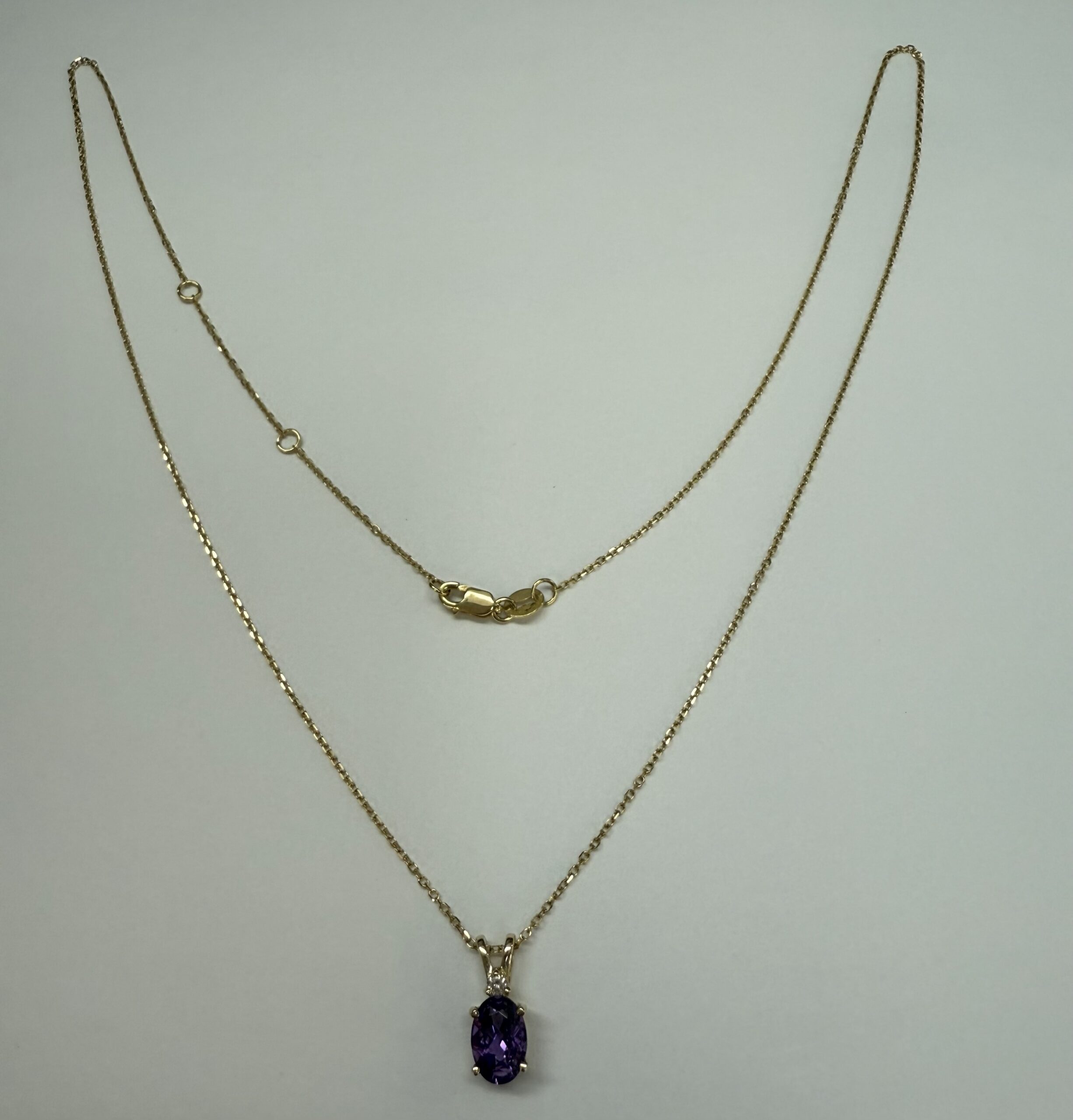 14k Yellow Gold Genuine .71 Cttw Amethyst & Diamond Basket Set Pendant - Image 3