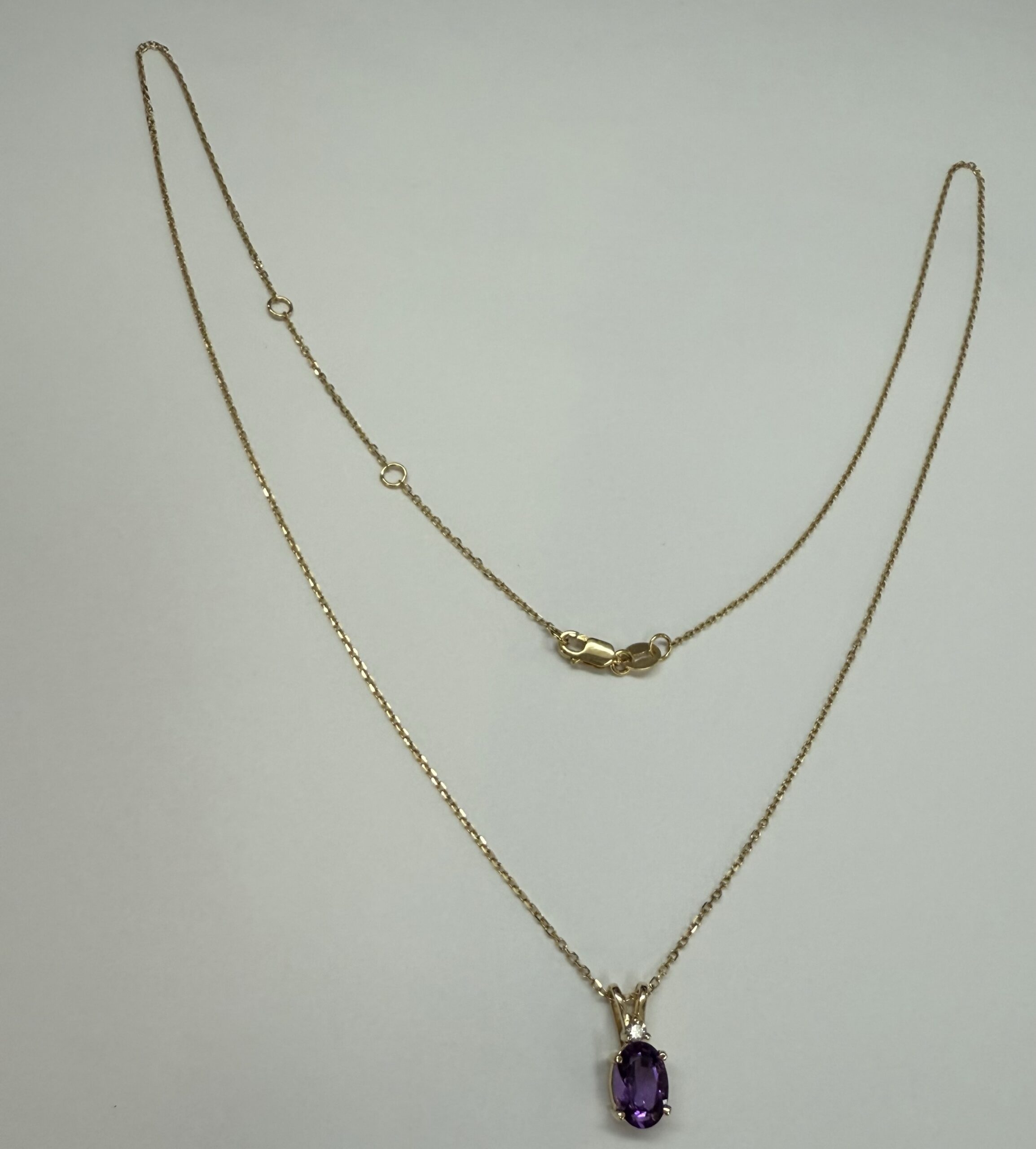 14k Yellow Gold Genuine .71 Cttw Amethyst & Diamond Basket Set Pendant - Image 4