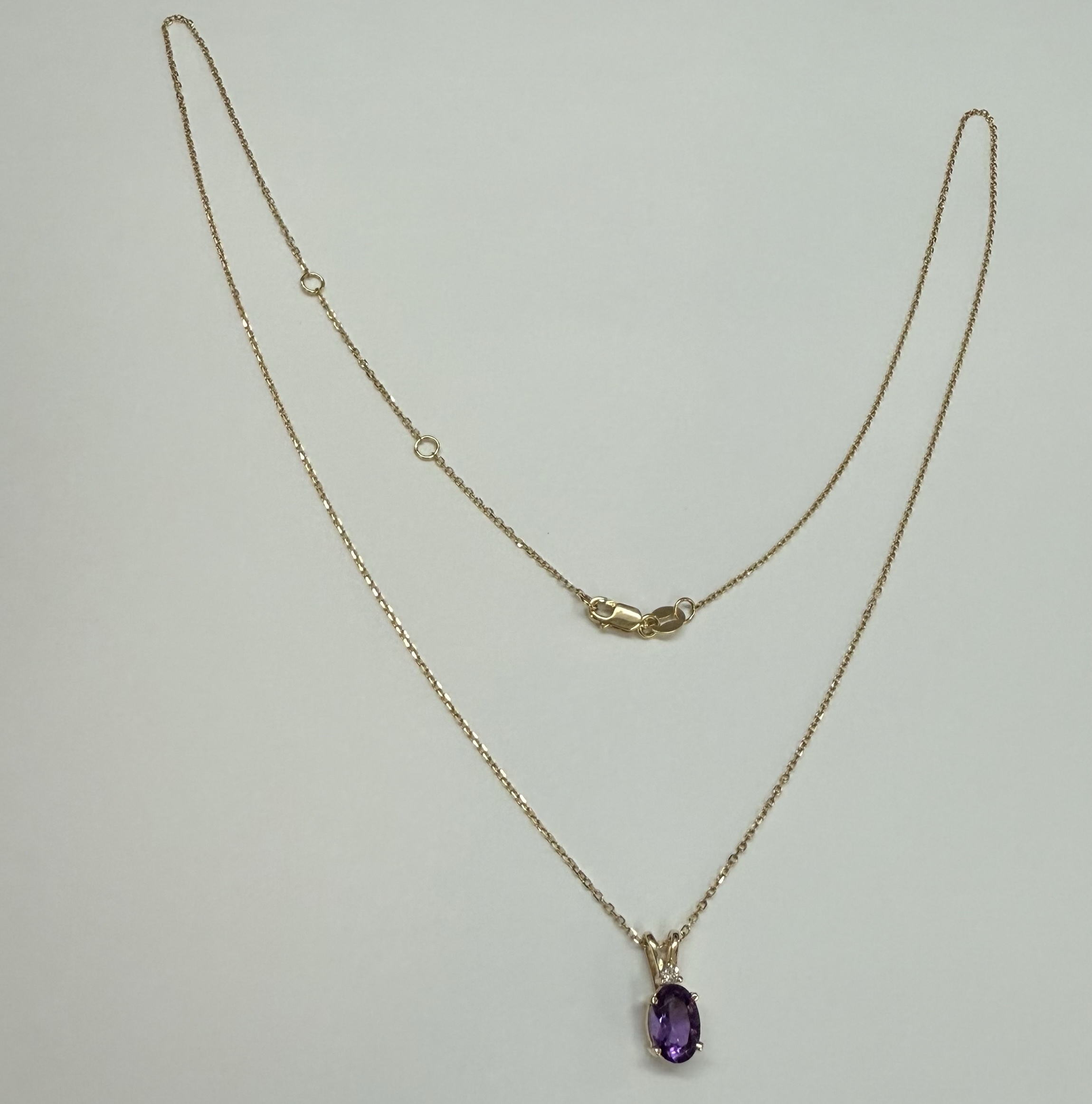 14k Yellow Gold Genuine .71 Cttw Amethyst & Diamond Basket Set Pendant - Image 6