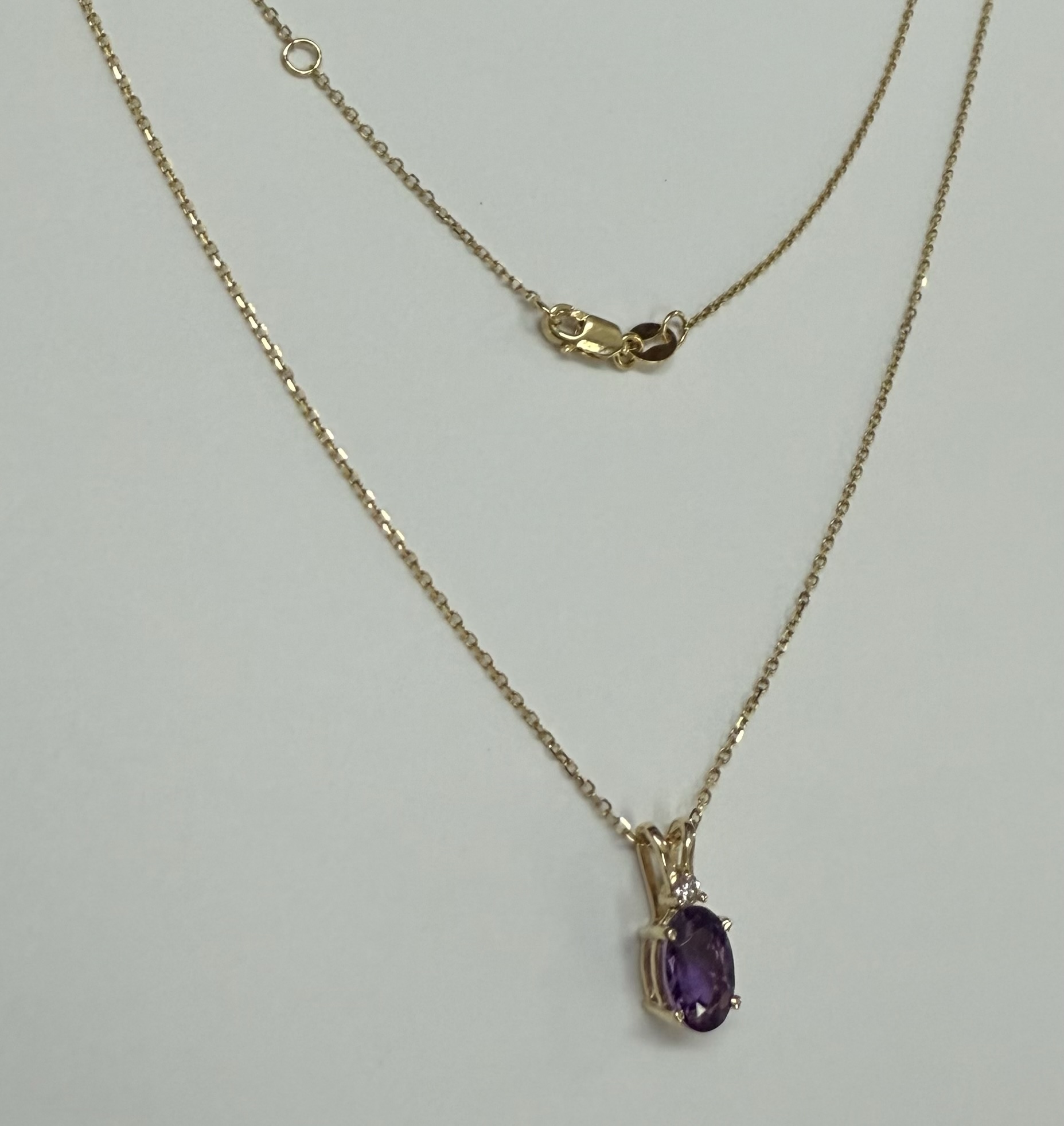 14k Yellow Gold Genuine .71 Cttw Amethyst & Diamond Basket Set Pendant - Image 7