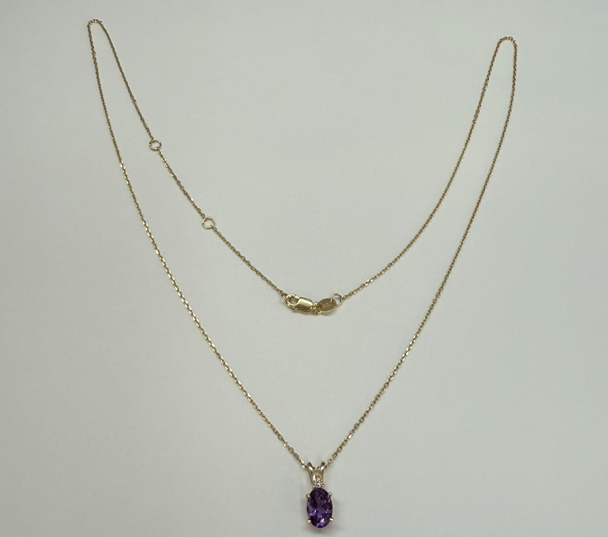 14k Yellow Gold Genuine .71 Cttw Amethyst & Diamond Basket Set Pendant - Image 8