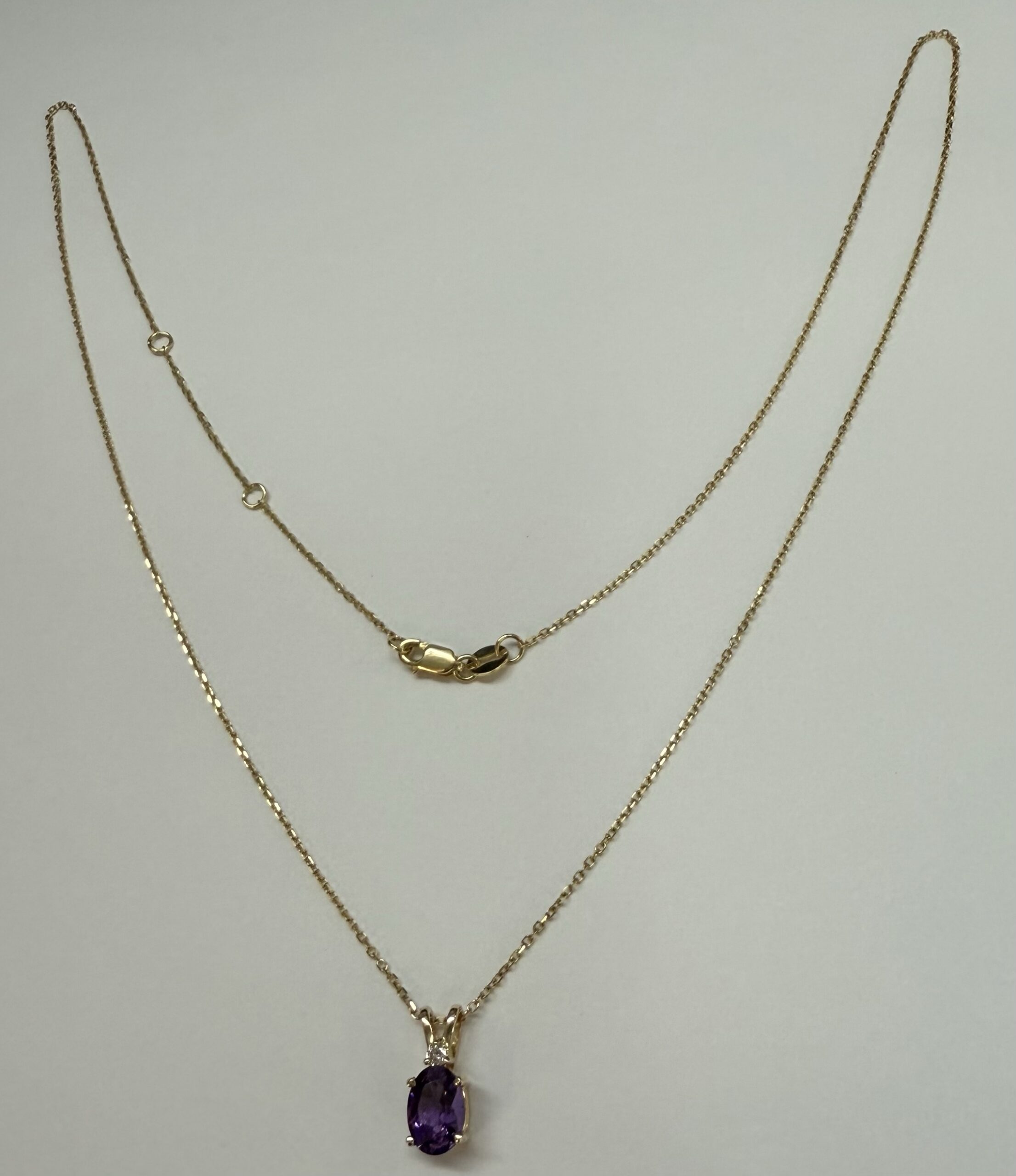 14k Yellow Gold Genuine .71 Cttw Amethyst & Diamond Basket Set Pendant - Image 9