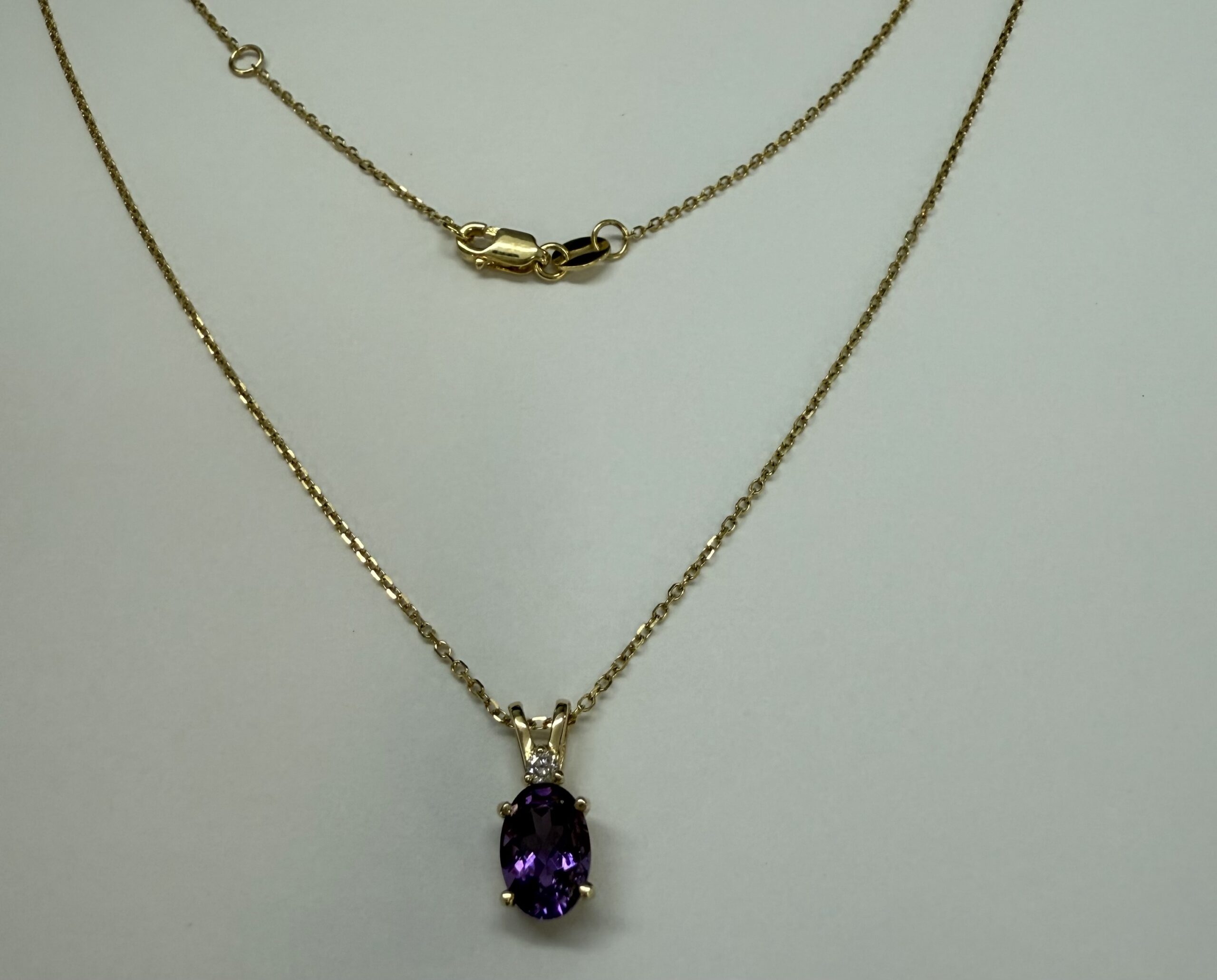 14k Yellow Gold Genuine .71 Cttw Amethyst & Diamond Basket Set Pendant - Image 11