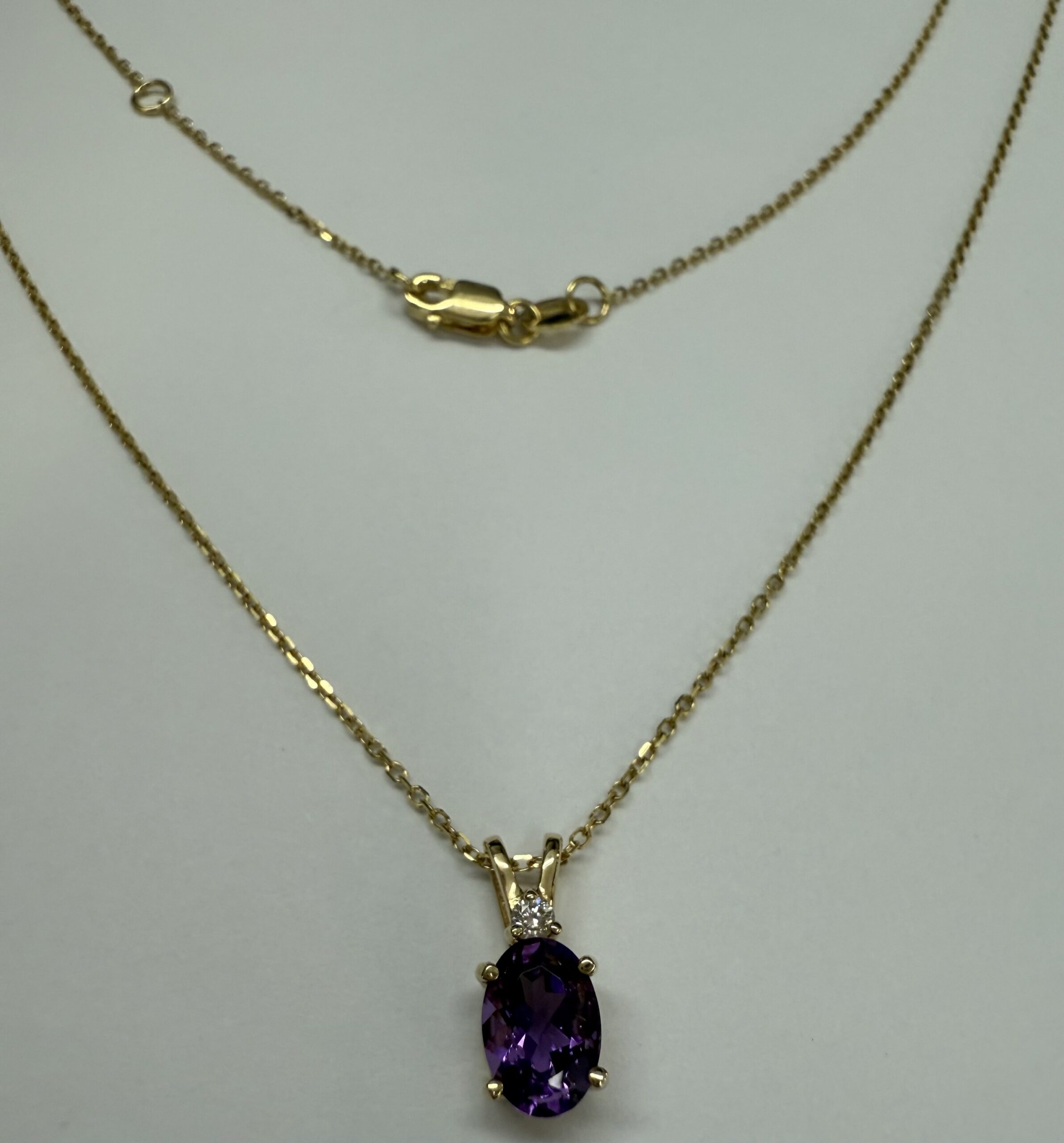 14k Yellow Gold Genuine .71 Cttw Amethyst & Diamond Basket Set Pendant - Image 12