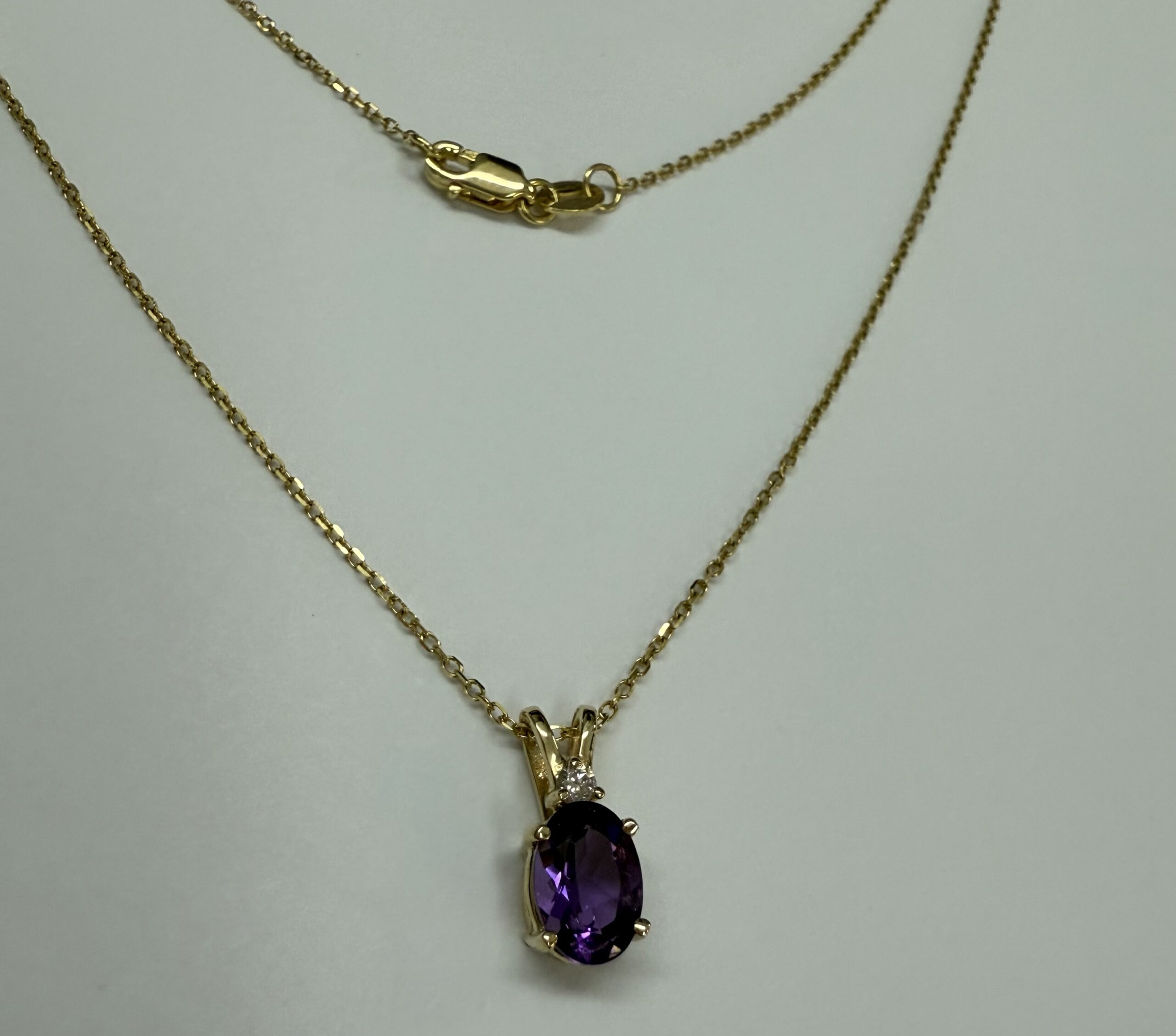 14k Yellow Gold Genuine .71 Cttw Amethyst & Diamond Basket Set Pendant - Image 13