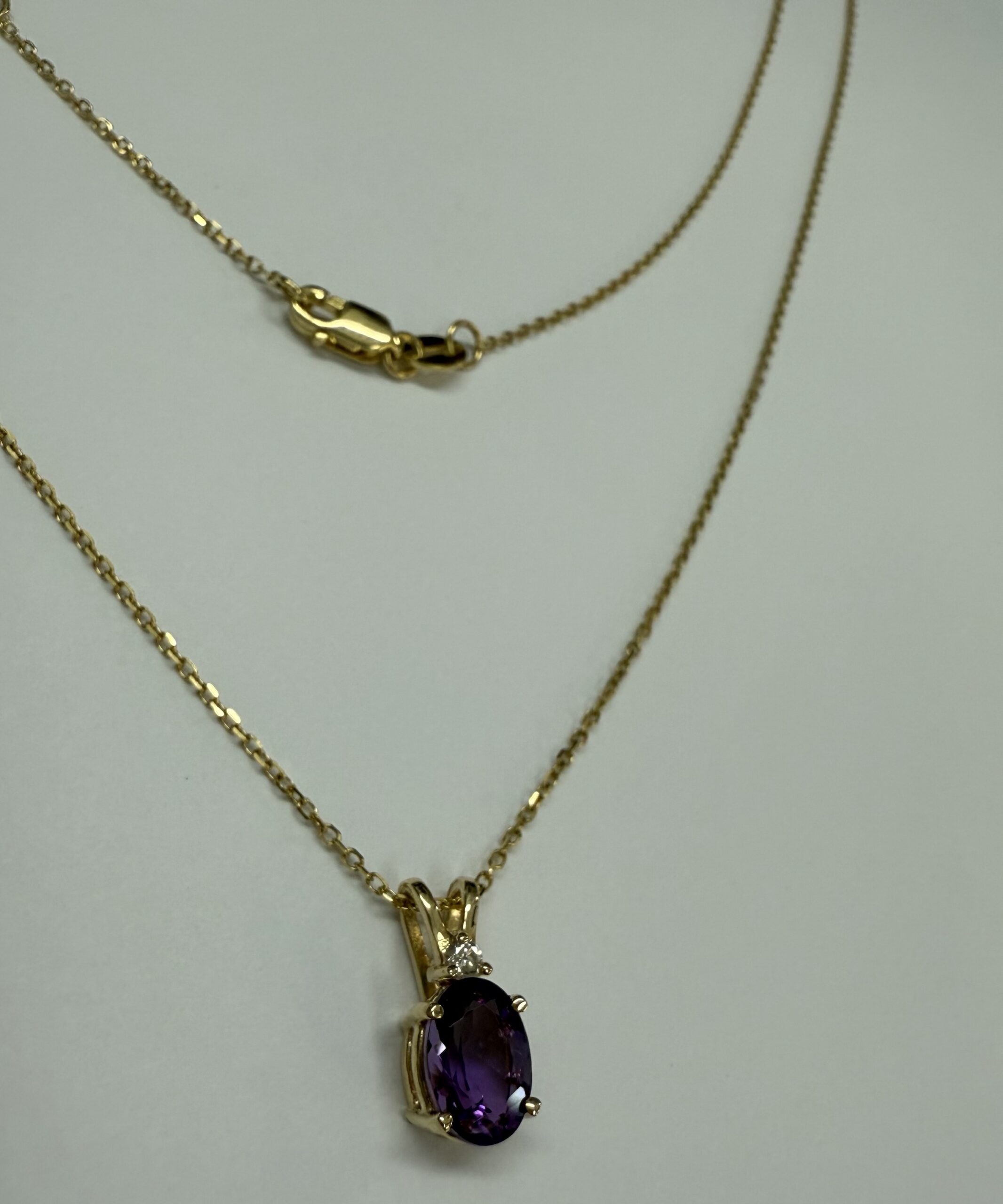 14k Yellow Gold Genuine .71 Cttw Amethyst & Diamond Basket Set Pendant - Image 14
