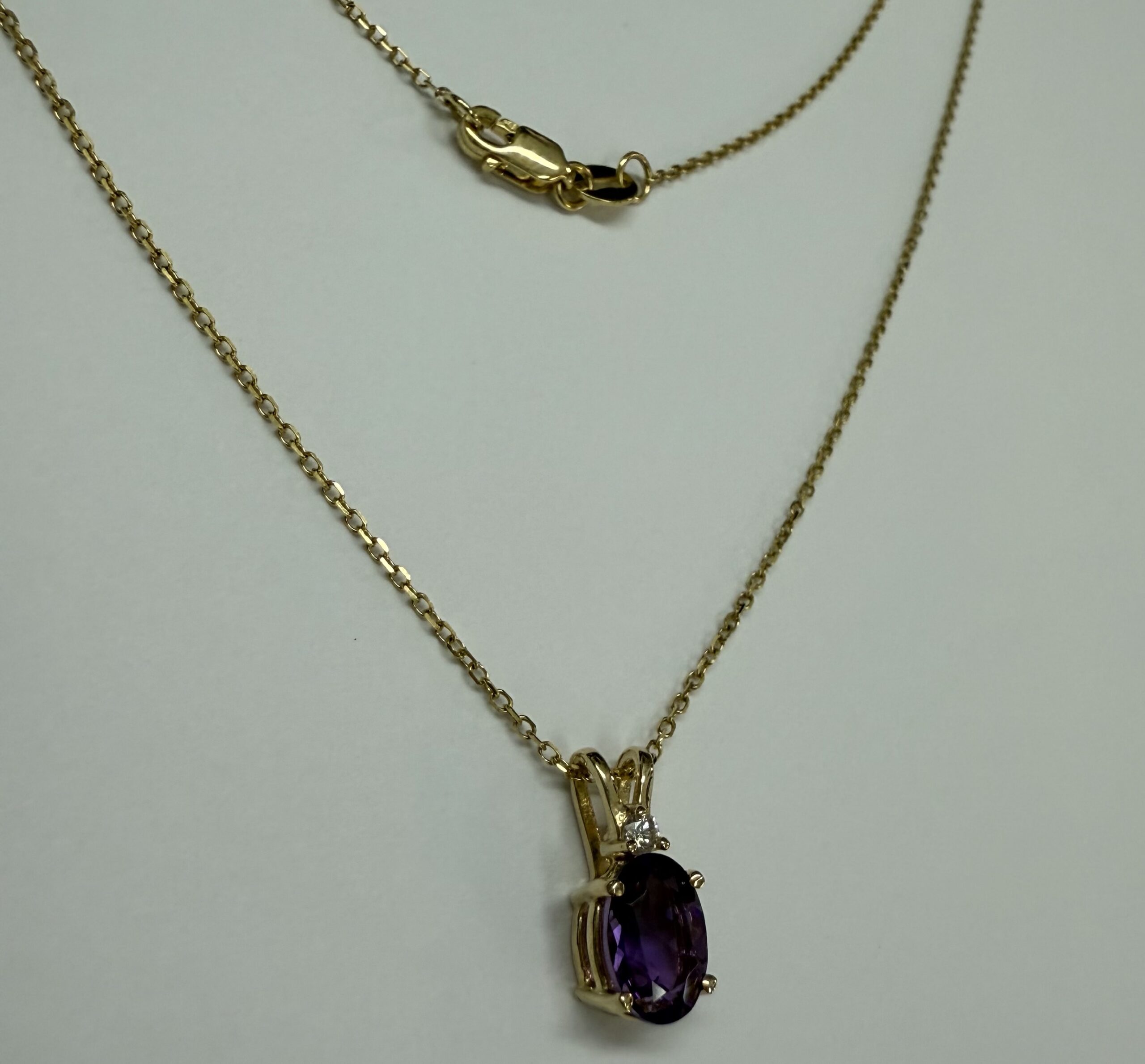 14k Yellow Gold Genuine .71 Cttw Amethyst & Diamond Basket Set Pendant - Image 15