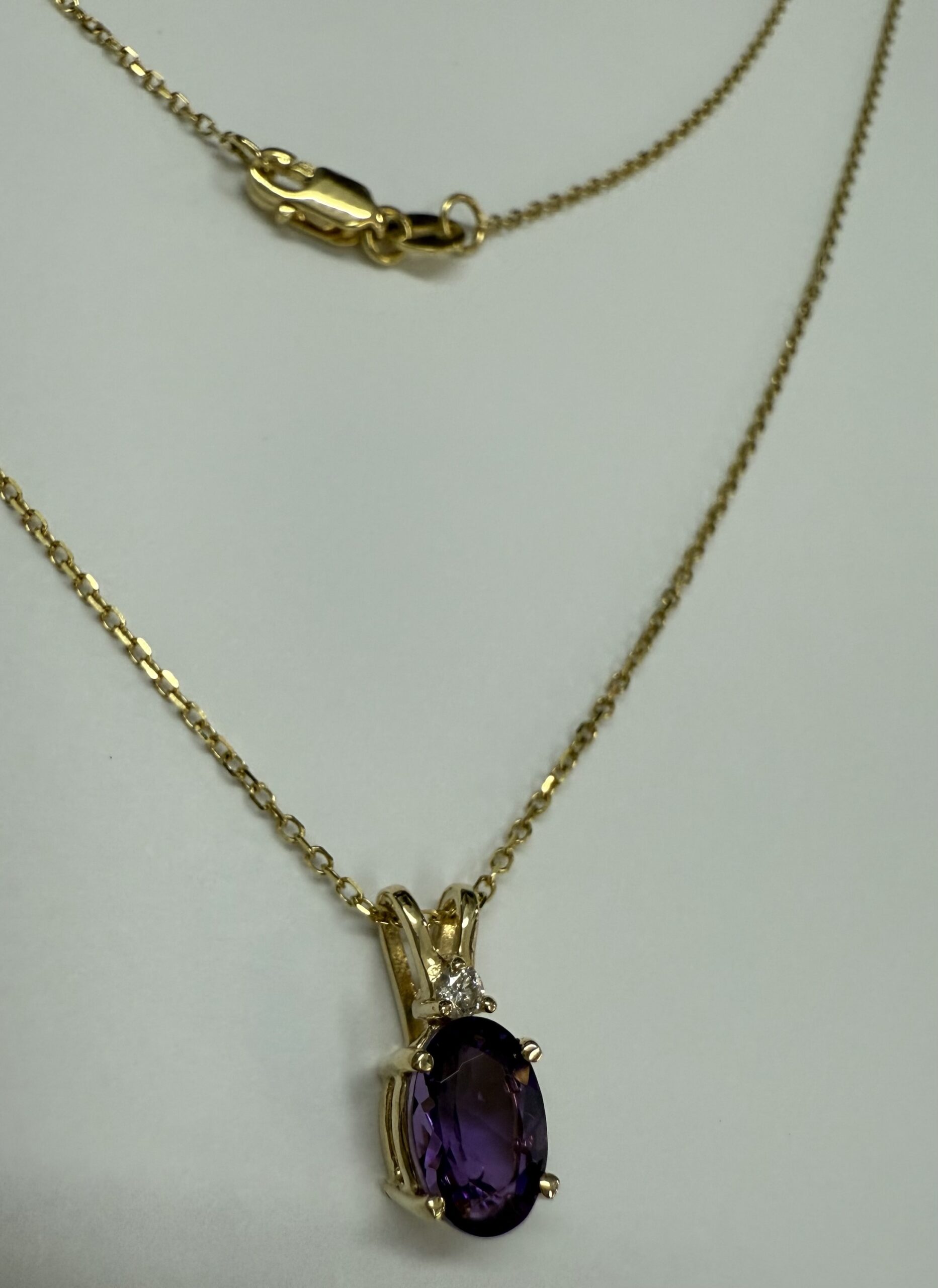 14k Yellow Gold Genuine .71 Cttw Amethyst & Diamond Basket Set Pendant - Image 16