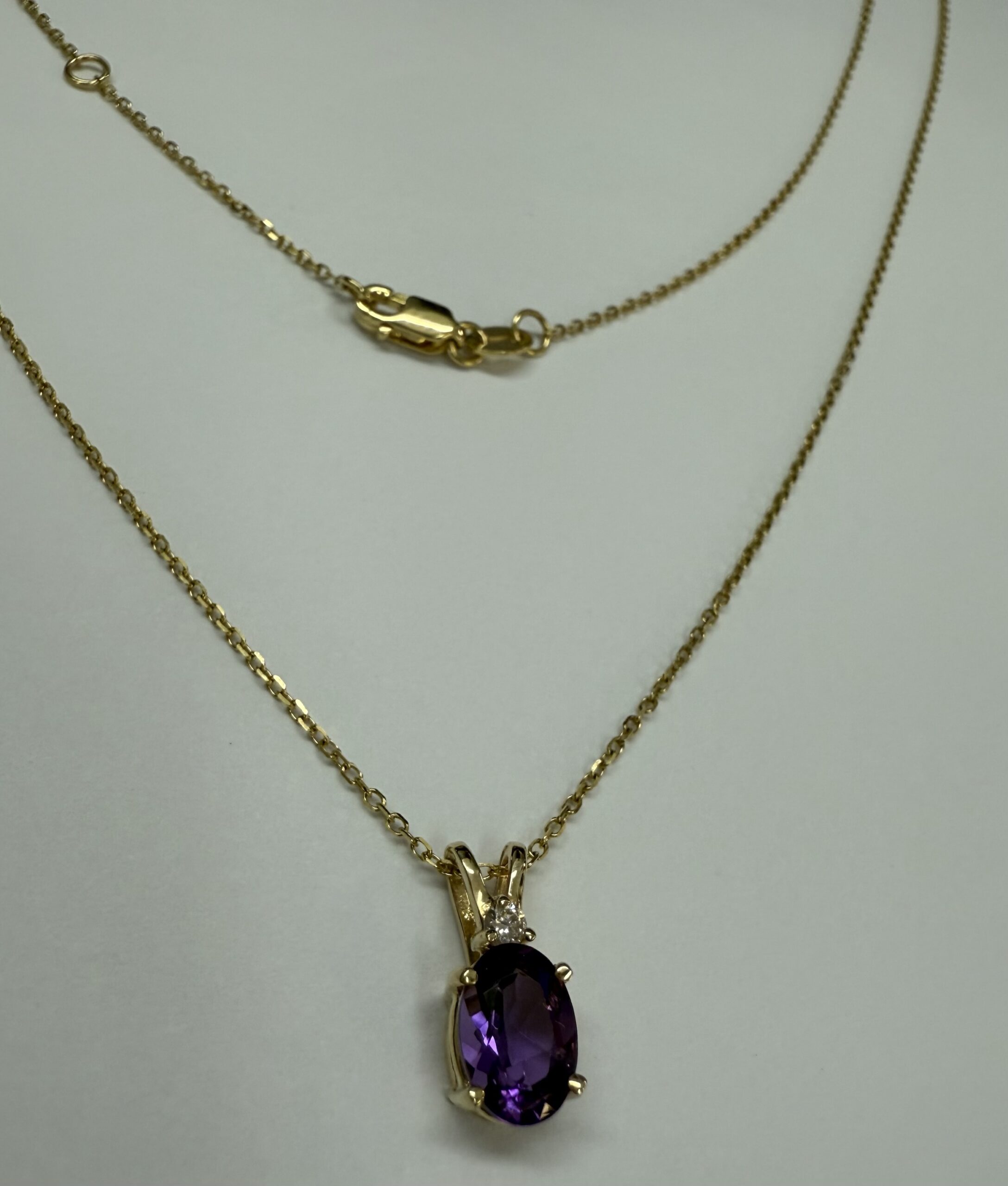 14k Yellow Gold Genuine .71 Cttw Amethyst & Diamond Basket Set Pendant - Image 17