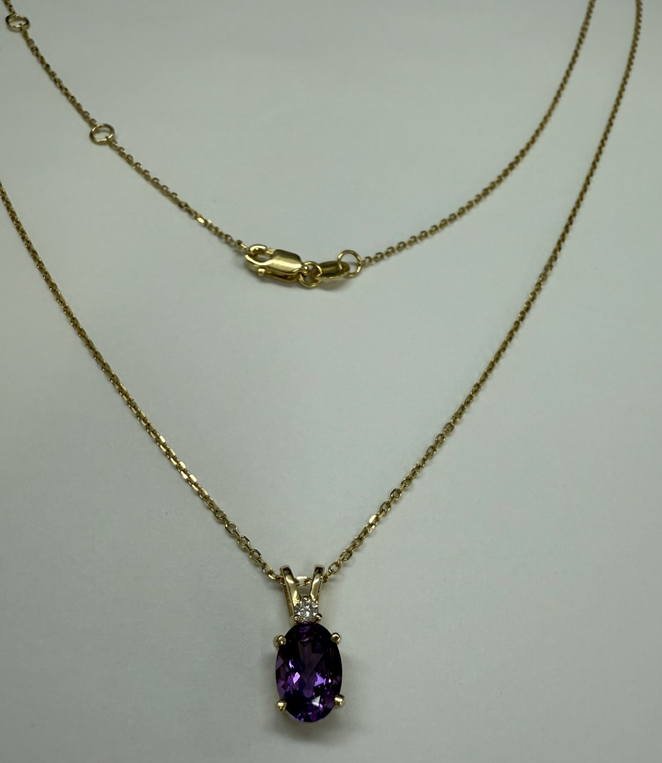 14k Yellow Gold Genuine .71 Cttw Amethyst & Diamond Basket Set Pendant - Image 18