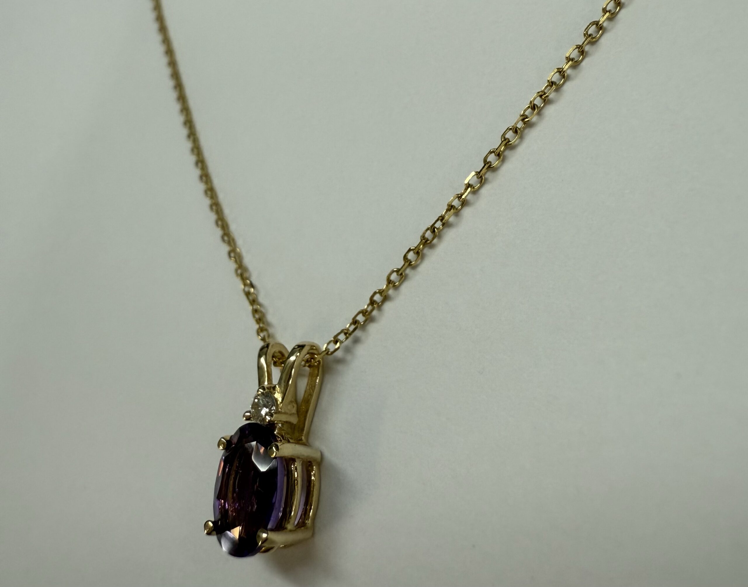 14k Yellow Gold Genuine .71 Cttw Amethyst & Diamond Basket Set Pendant - Image 20