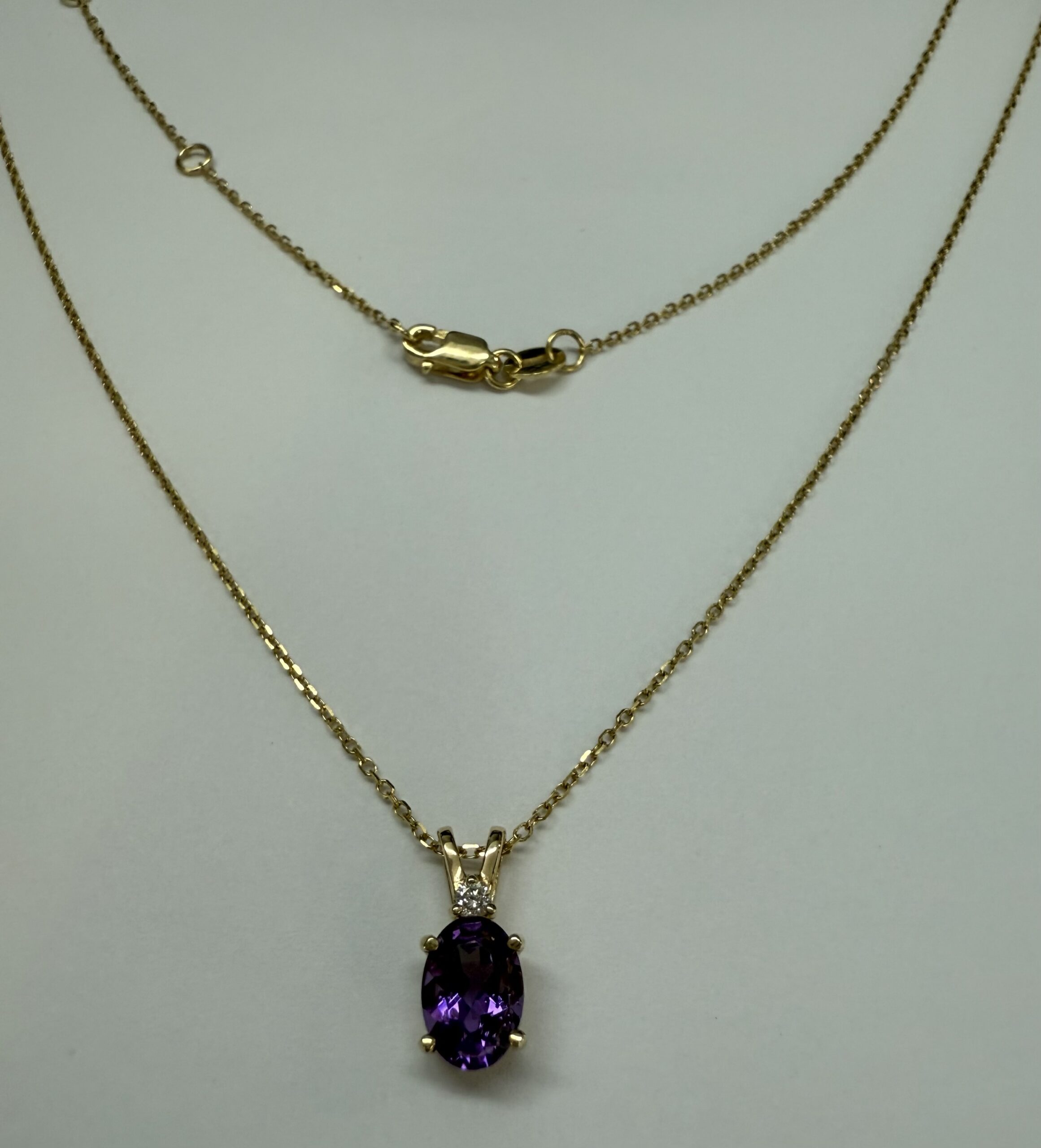 14k Yellow Gold Genuine .71 Cttw Amethyst & Diamond Basket Set Pendant - Image 21