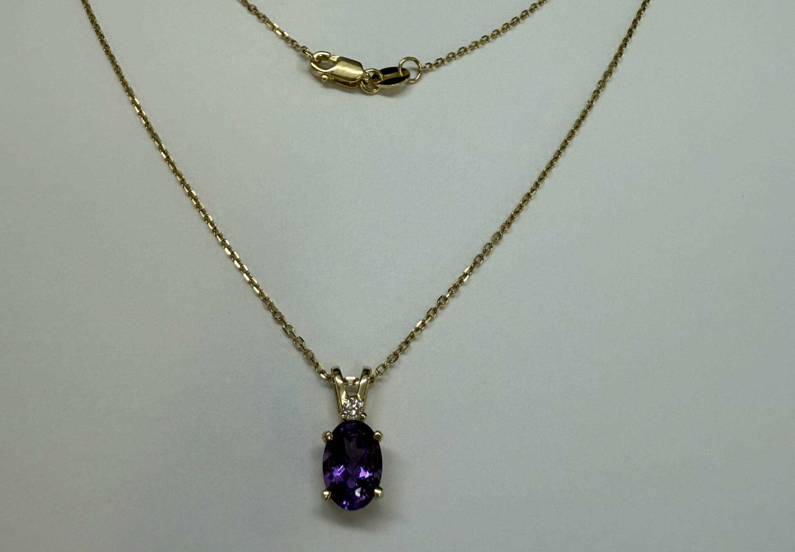 14k Yellow Gold Genuine .71 Cttw Amethyst & Diamond Basket Set Pendant - Image 22