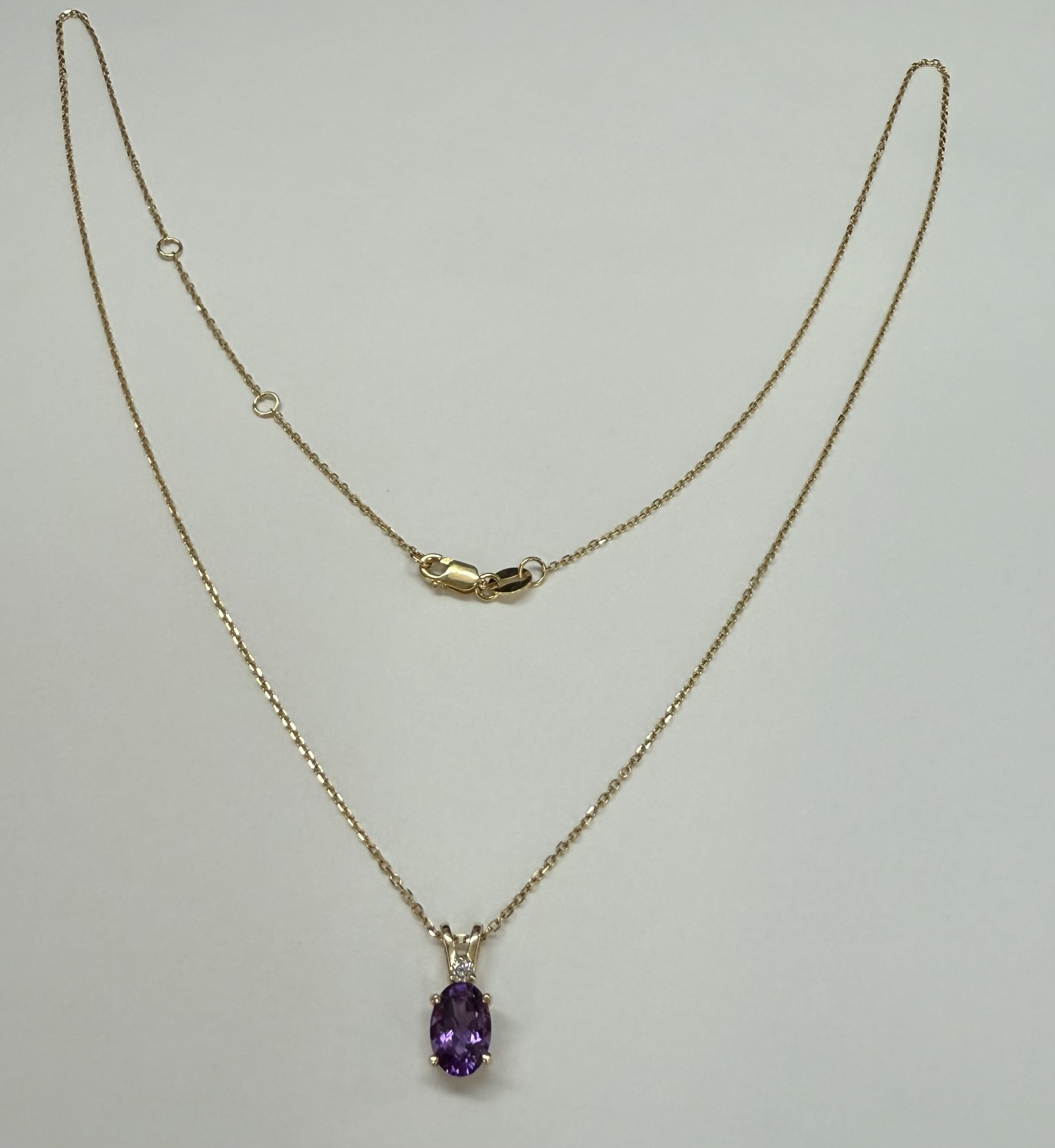14k Yellow Gold Genuine .71 Cttw Amethyst & Diamond Basket Set Pendant - Image 25